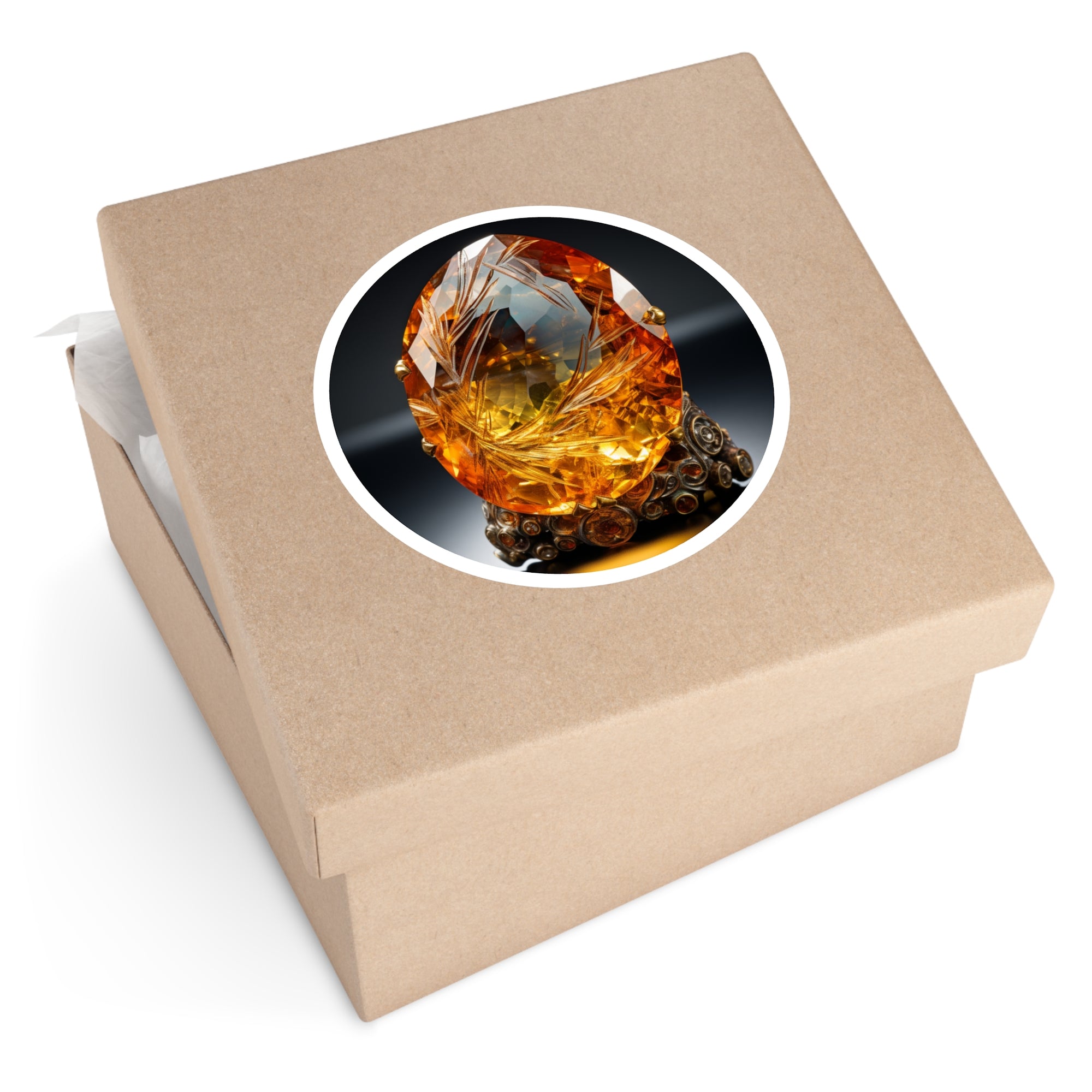 Citrine Gem, Detailed Art Sticker, Notebook Decor, Crystal Gift