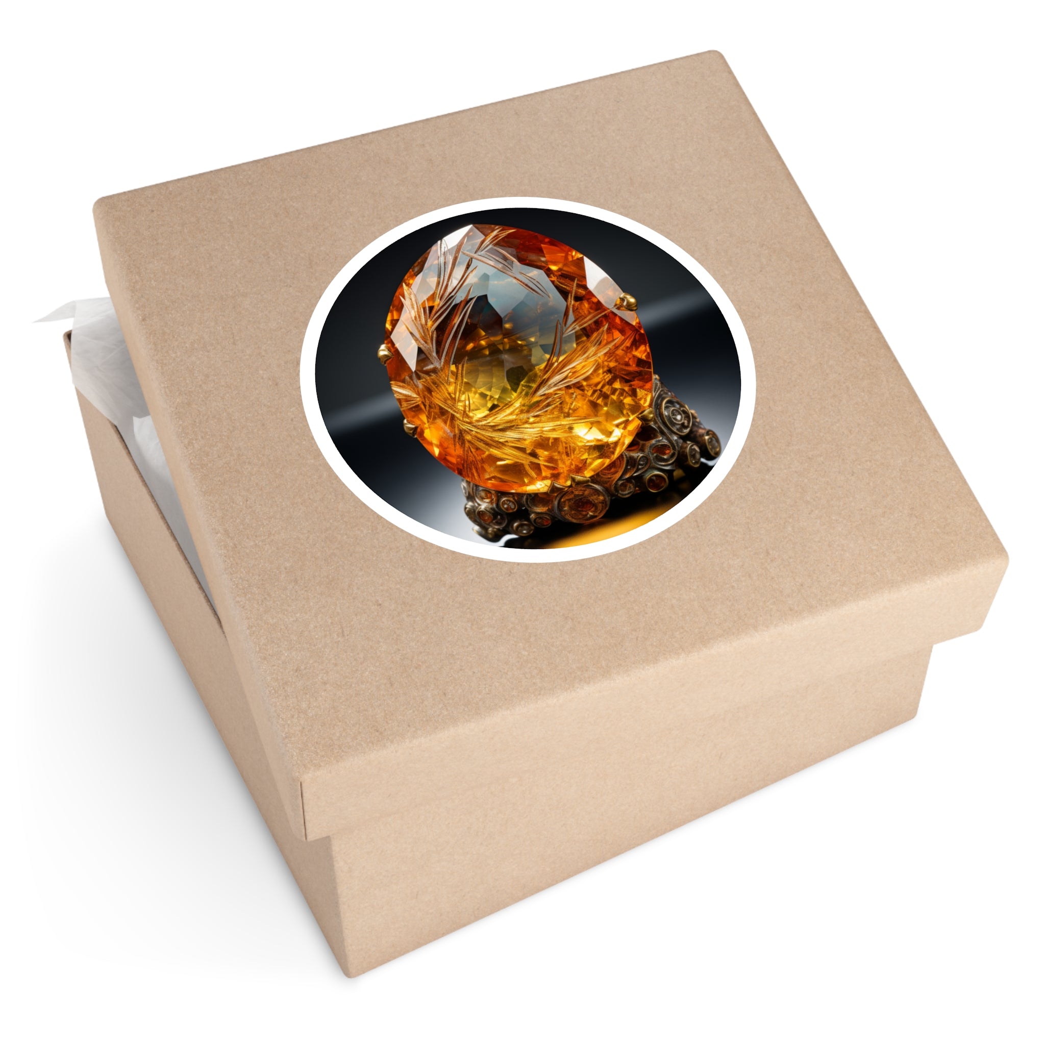 Citrine Gem, Detailed Art Sticker, Notebook Decor, Crystal Gift