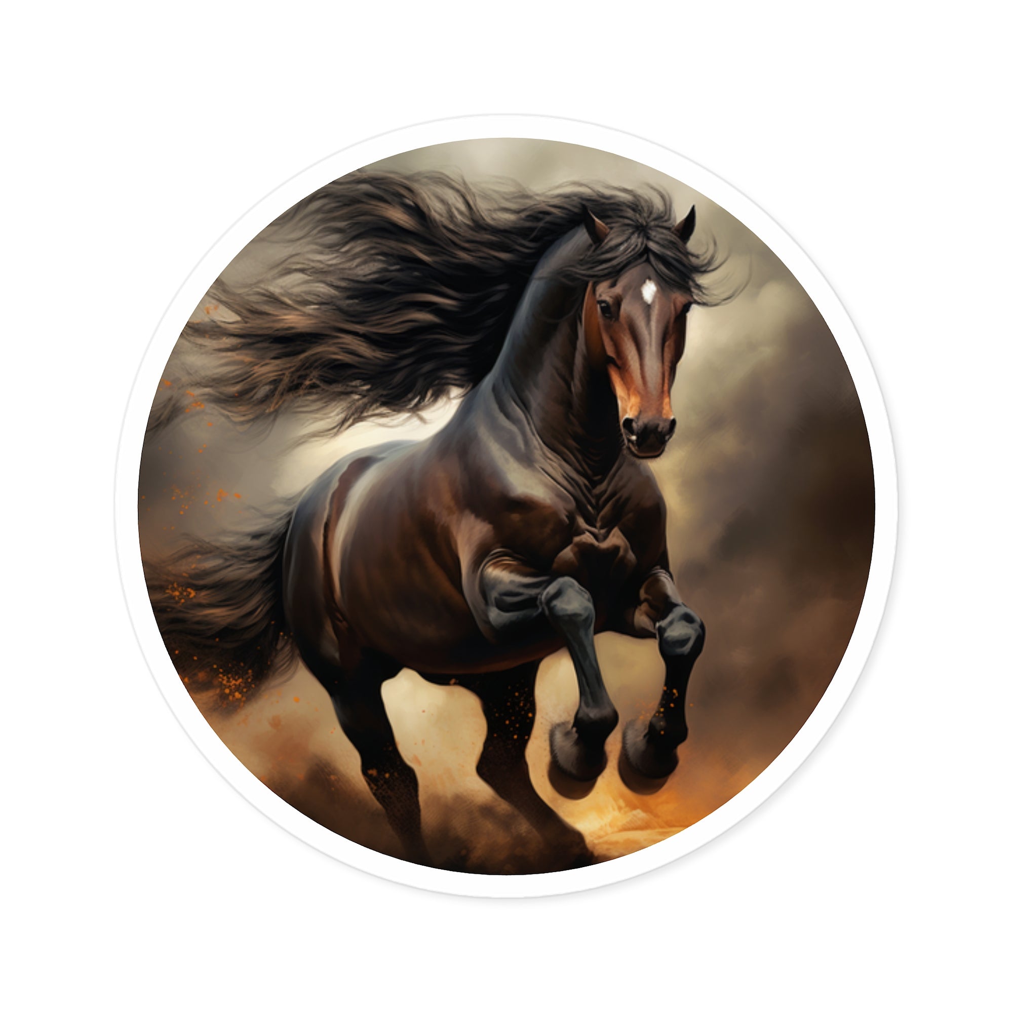 Black Horse Galloping, Realistic Animal Sticker, Power and Grace, Nature Design