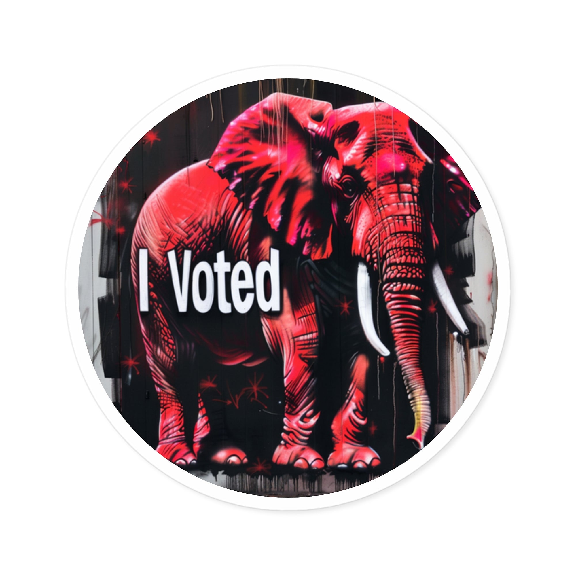 I Voted Elephant, Political Art Sticker, Street Style Design, Civic Pride