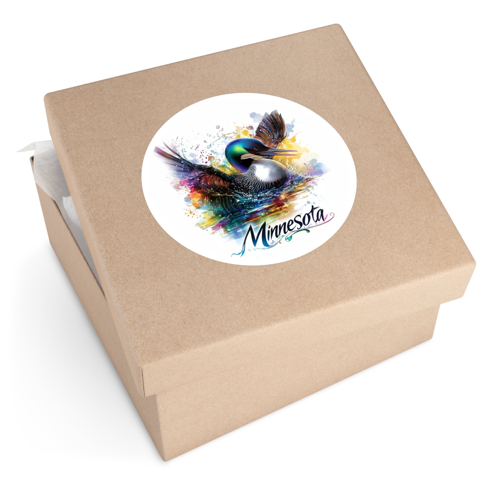 Color Splash Loon Sticker, Minnesota State Bird, Watercolor Effect