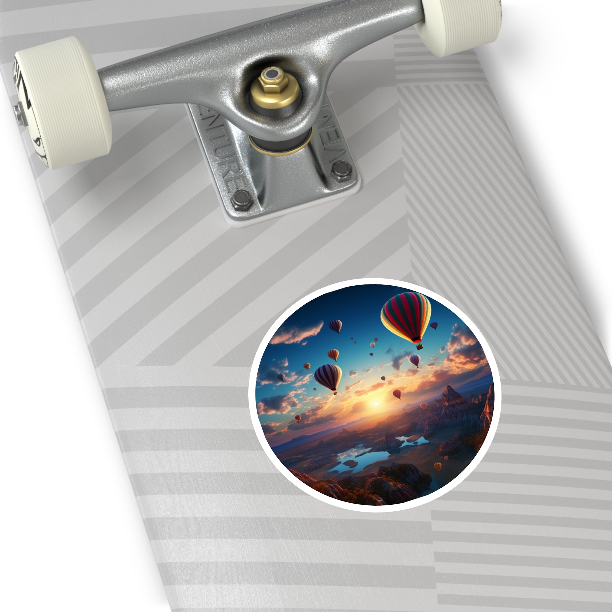 Hot Air Balloons at Sunset, Scenic Art Sticker, Travel Theme, Sky Decor