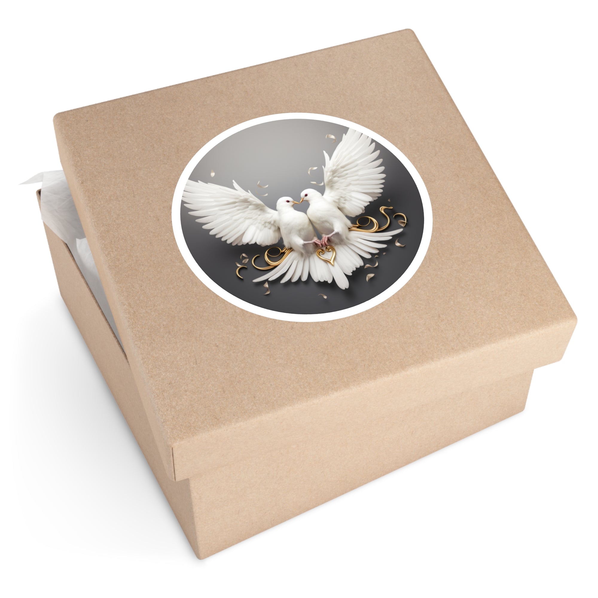 White Doves of Love, Elegant Bird Sticker, Wedding Symbol Design, Peace Art