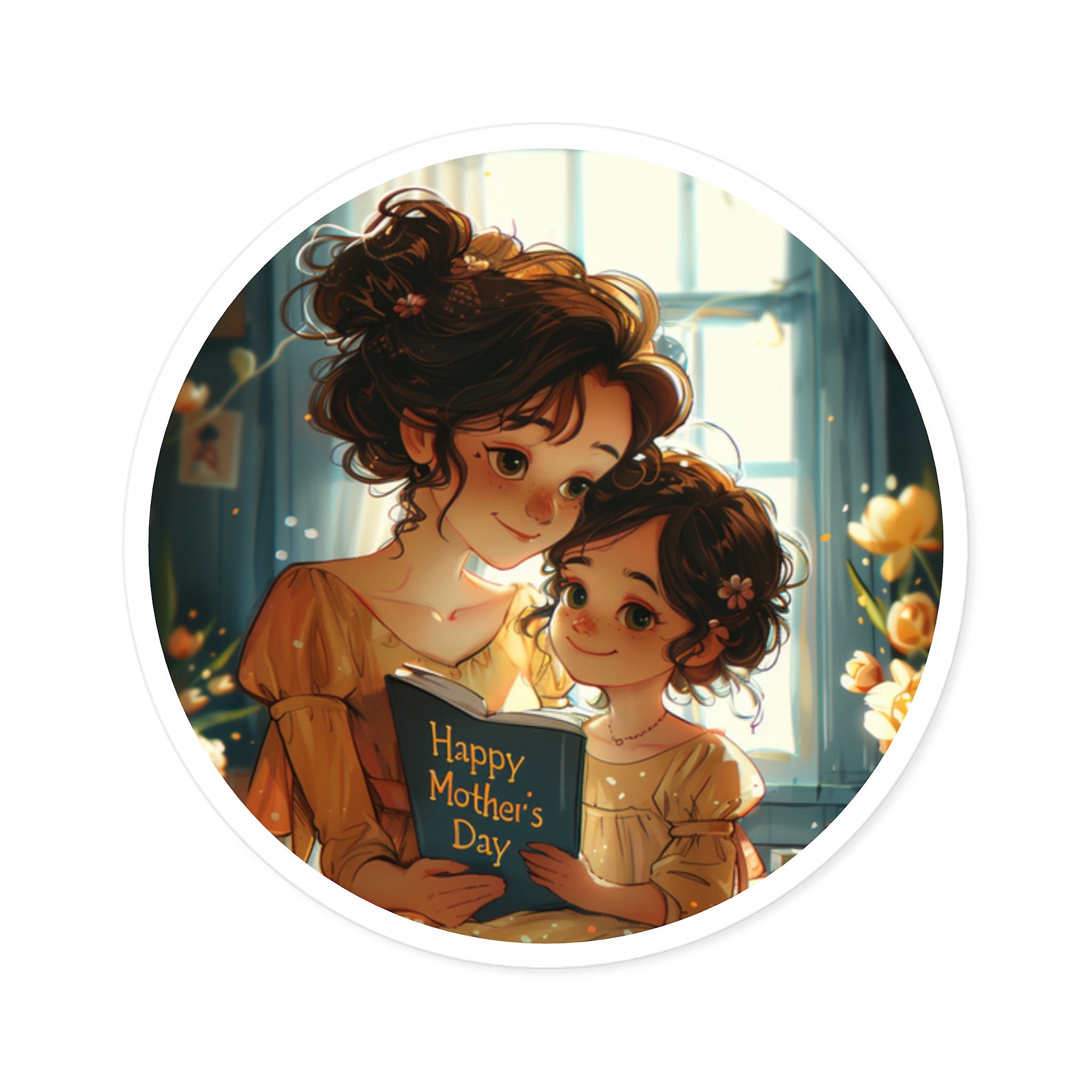 Happy Mother’s Day Sticker, Mom and Daughter Art, Family Love Design, Sweet Gift