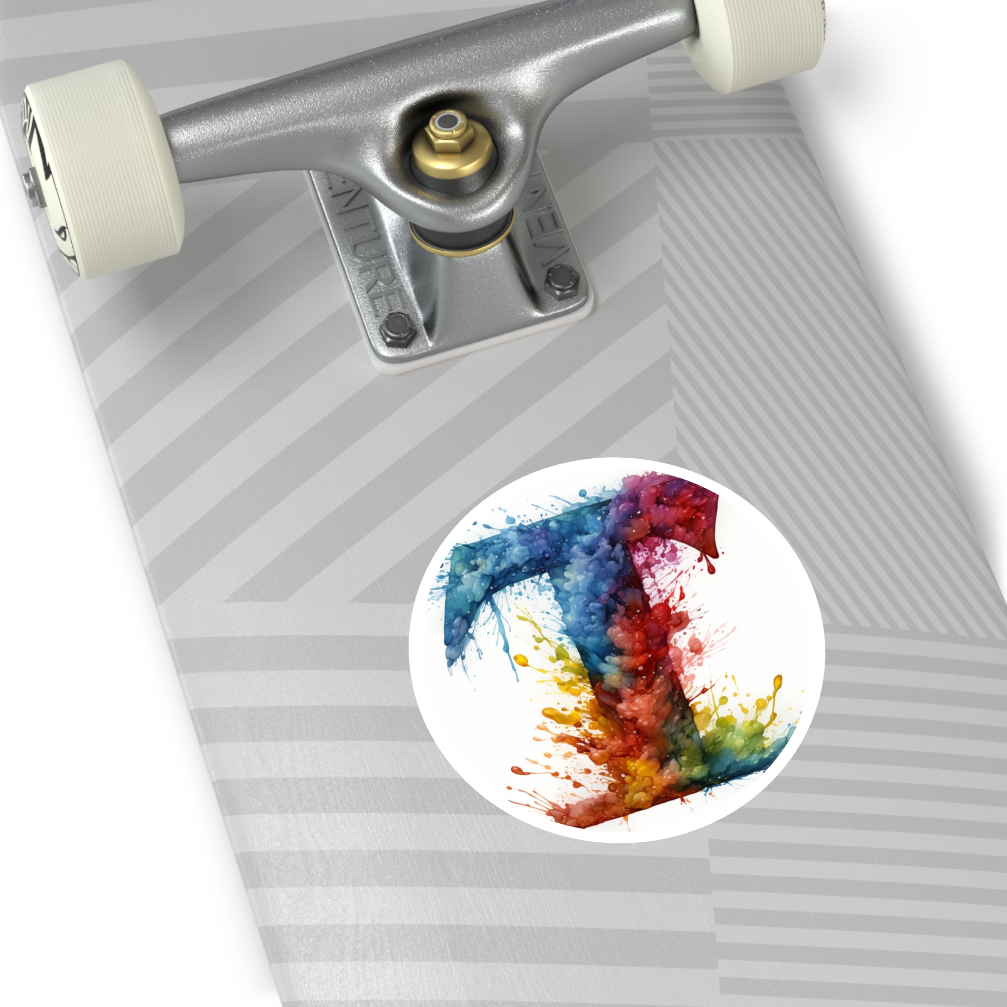 Letter T Tie-Dye Splash, Retro Art Sticker, Vibrant Decor