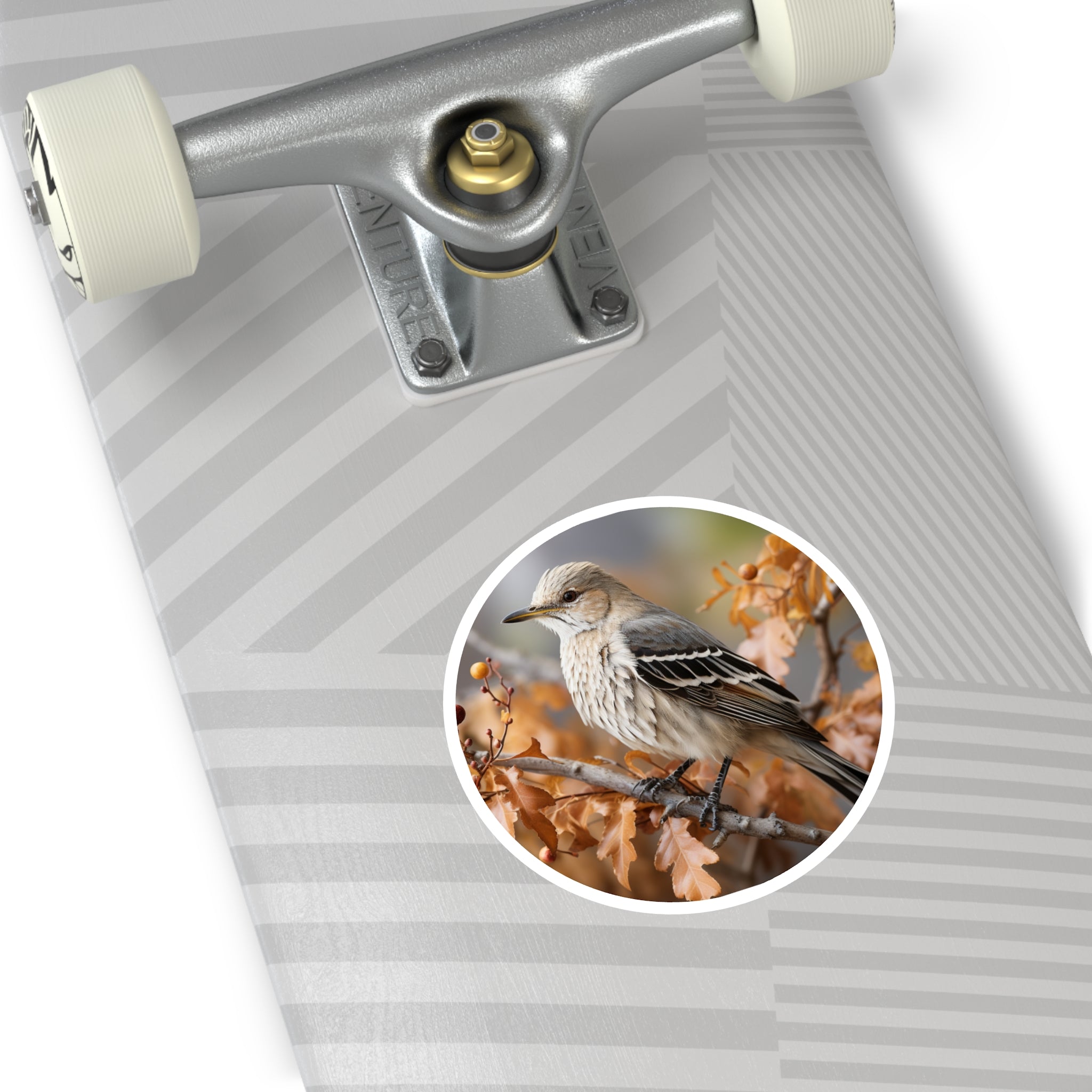 Northern Mockingbird Sticker, Autumn Branch Scene, Realistic Art, Nature Aesthetic