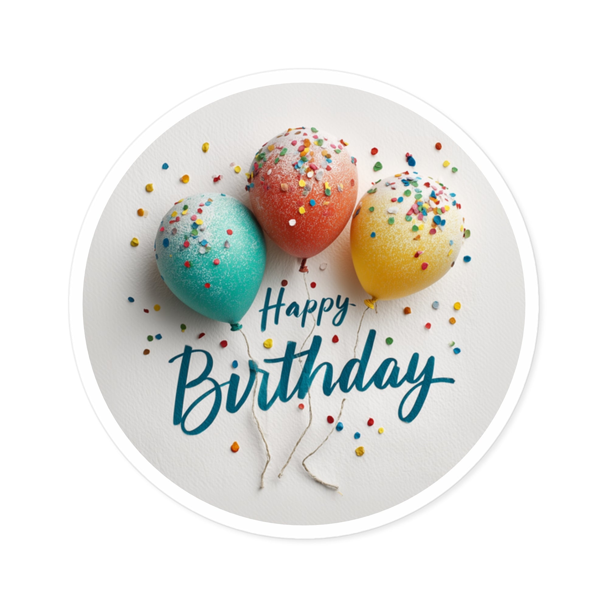 Birthday Balloons Sticker, Confetti Art, Colorful Celebration Design, Fun Party Aesthetic