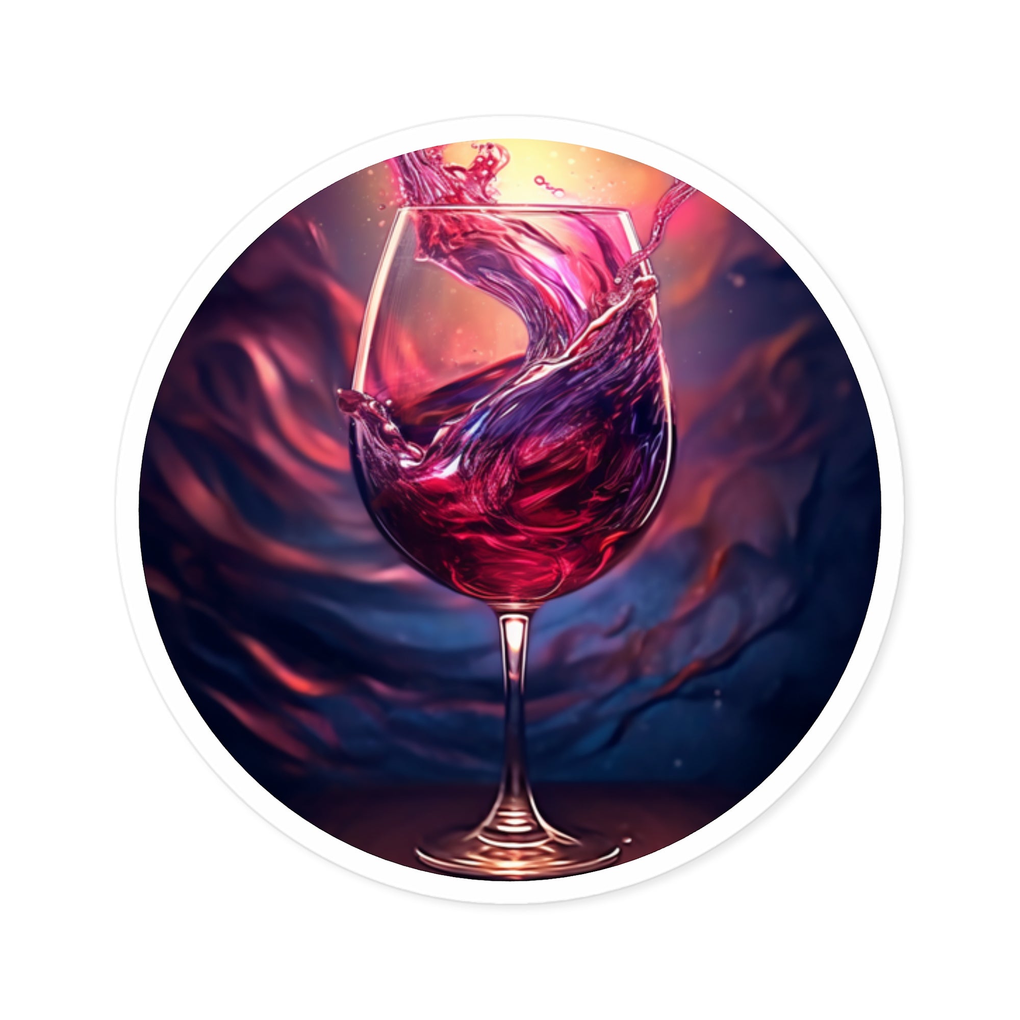 Red wine swirl, artistic drink Sticker, elegant bar theme, wine lovers