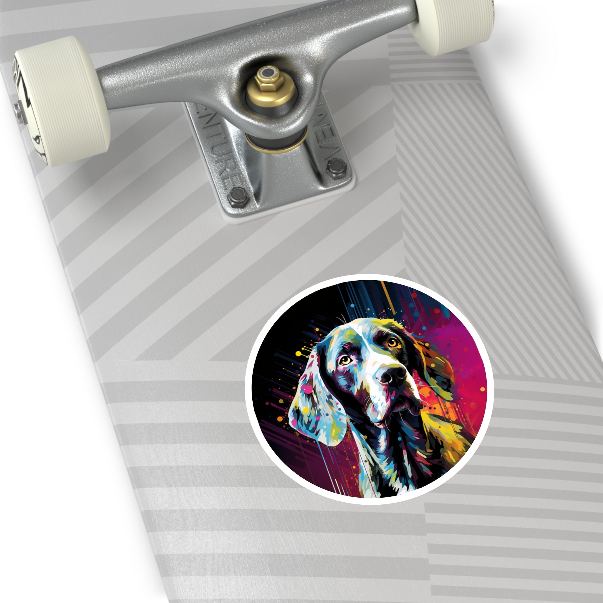 Glitch Pointer, Abstract Dog Sticker, Colorful Pop Art, Modern Design