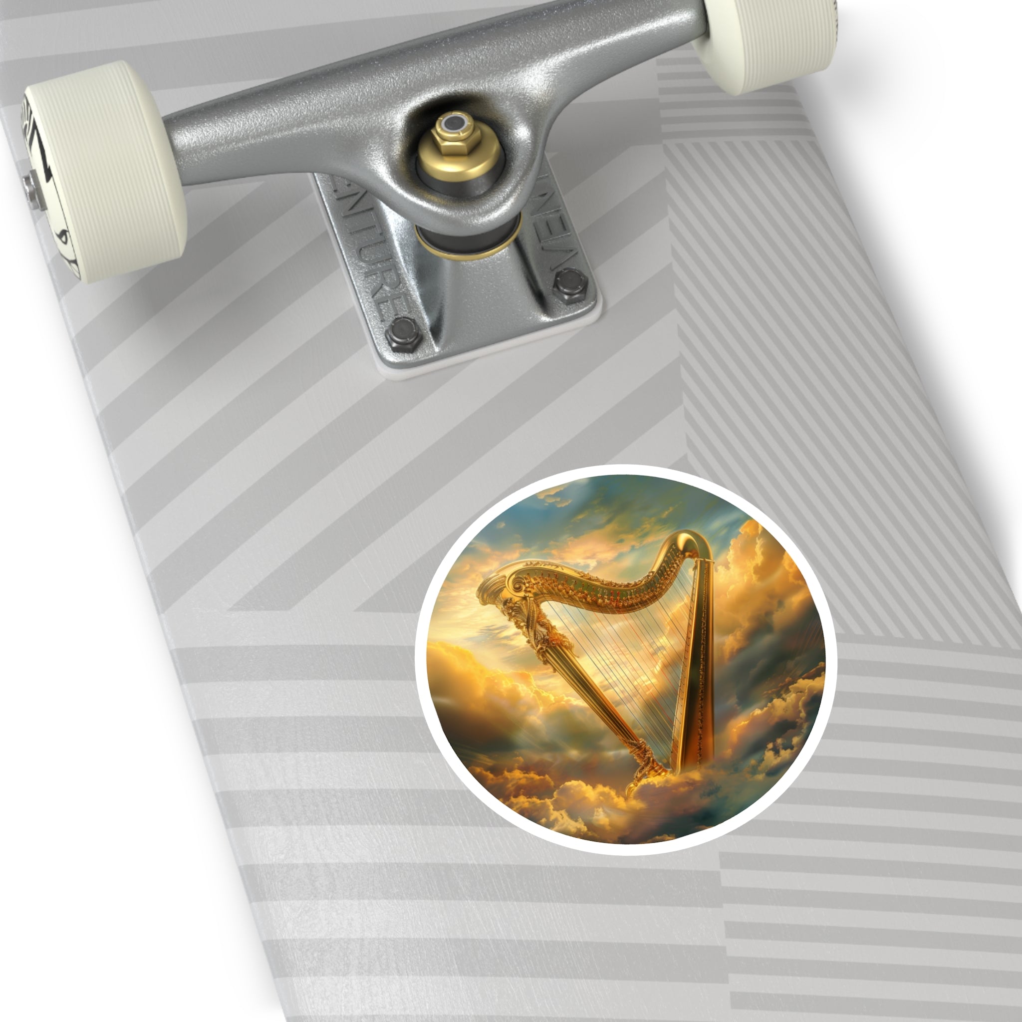 Golden Harp Sticker, Heavenly Art Design, Musical Decor, Dreamy Gift