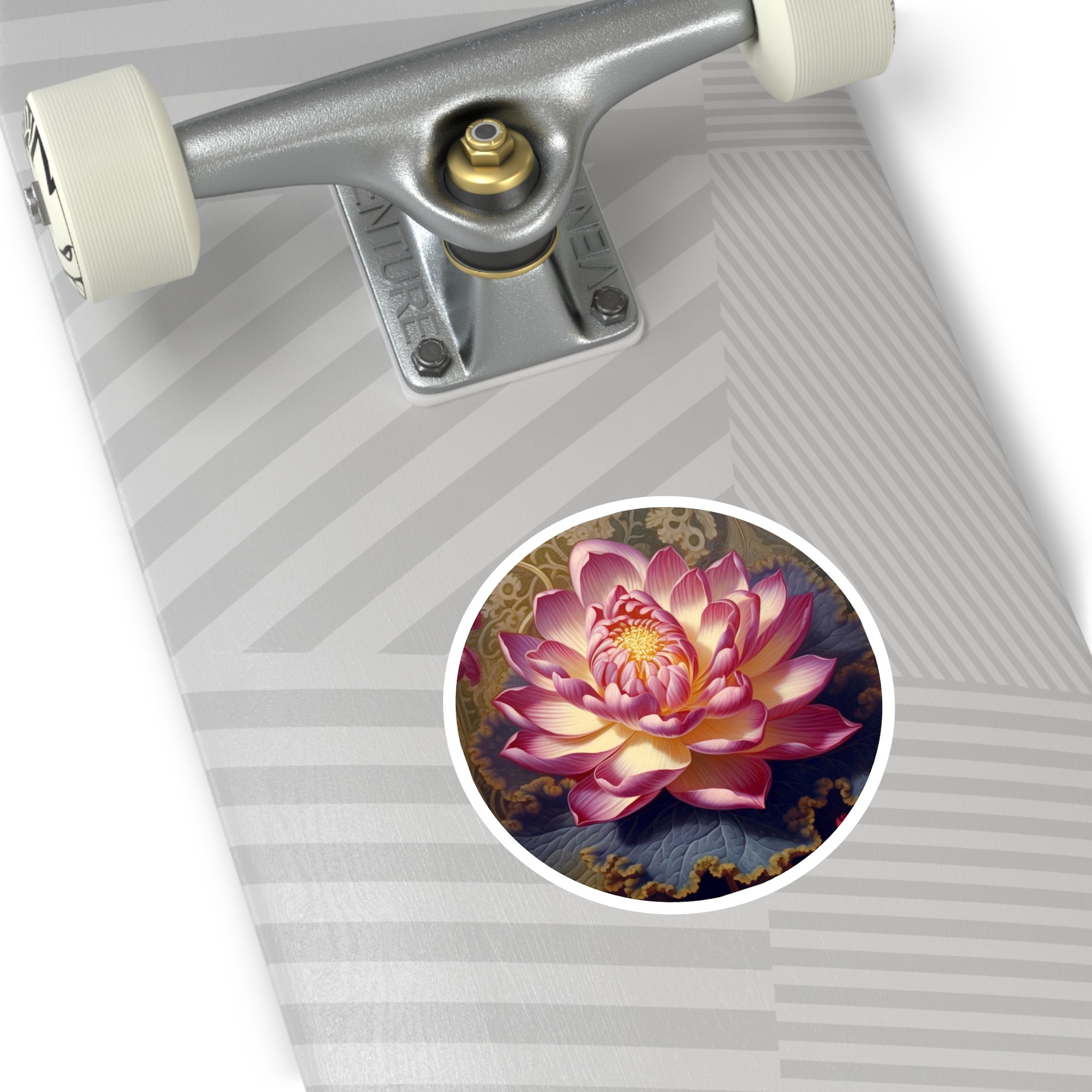 Lotus Blossom Sticker, Baroque Floral Art, Elegant Botanical Design, Serene Nature Aesthetic