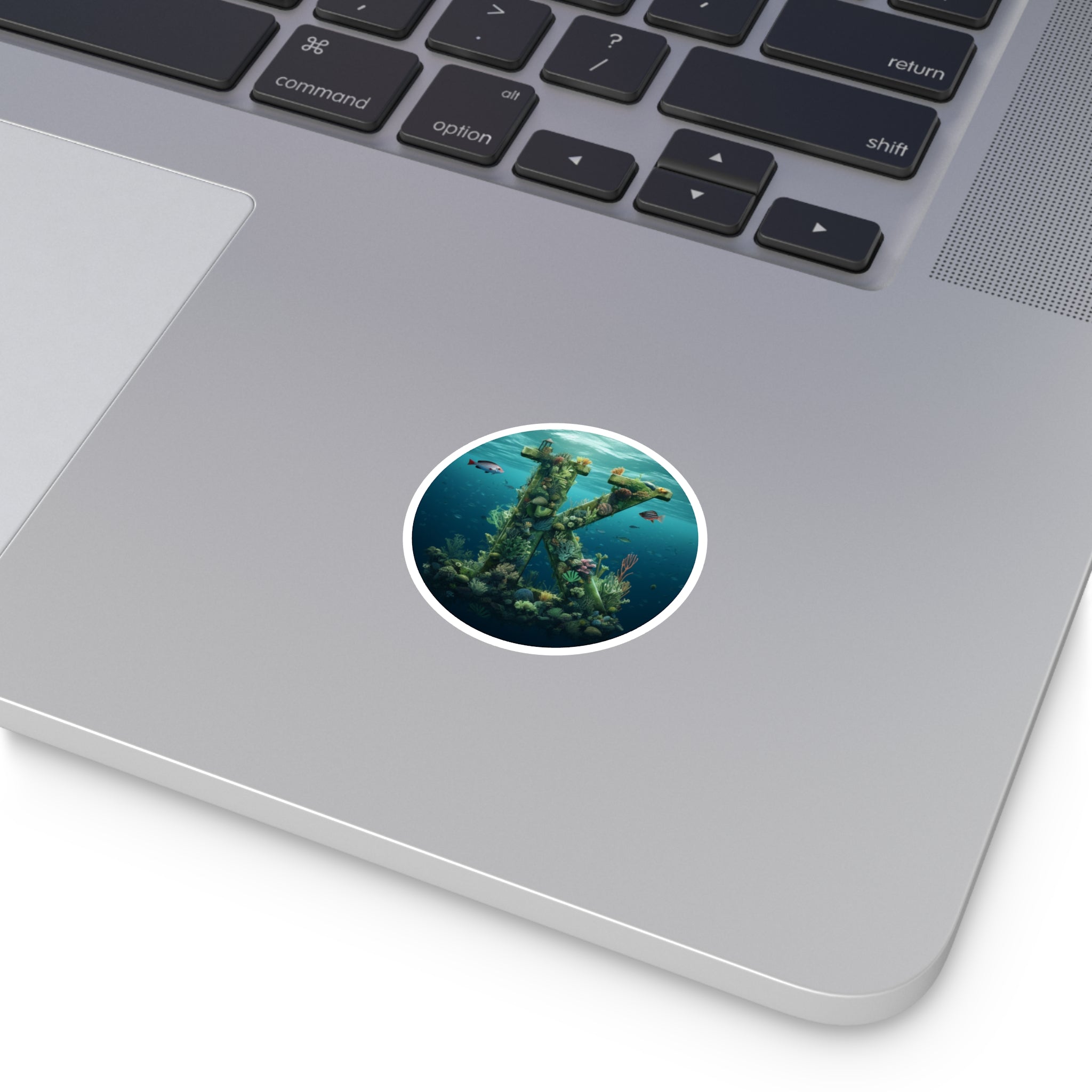 Letter K Underwater Design, Ocean Theme Sticker, Sea Lover Gift