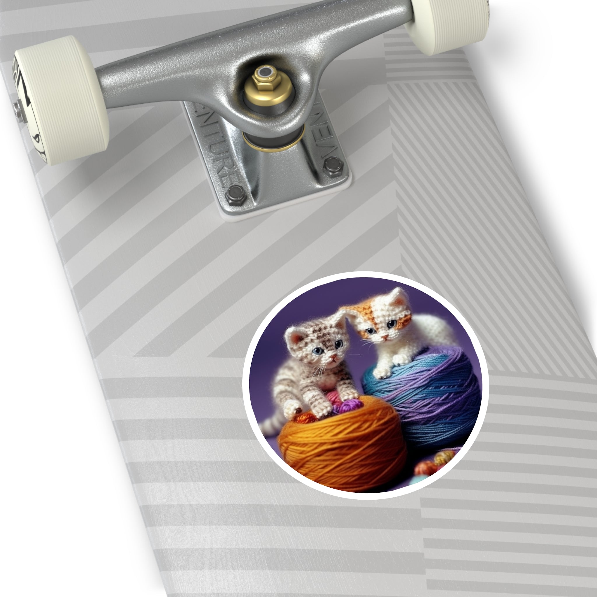 Yarn Kittens Sticker, Cute Craft Art, Cozy Handmade Look, Whimsical Pair