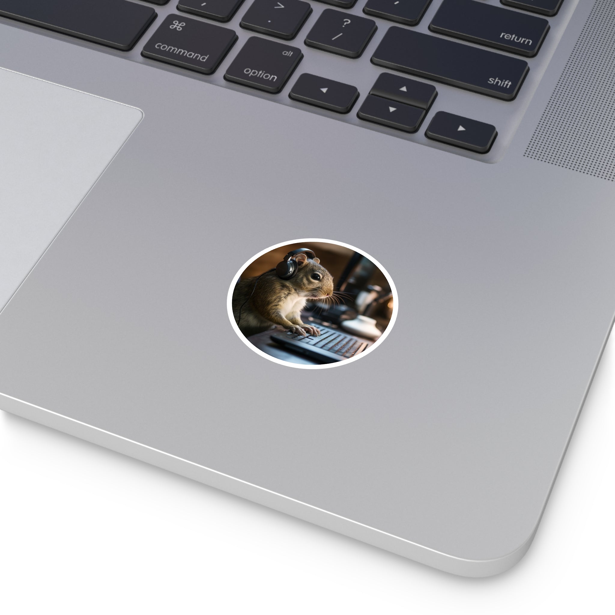 Headphones Squirrel at Laptop, Funny Tech Sticker, Laptop, Gamer Vibe
