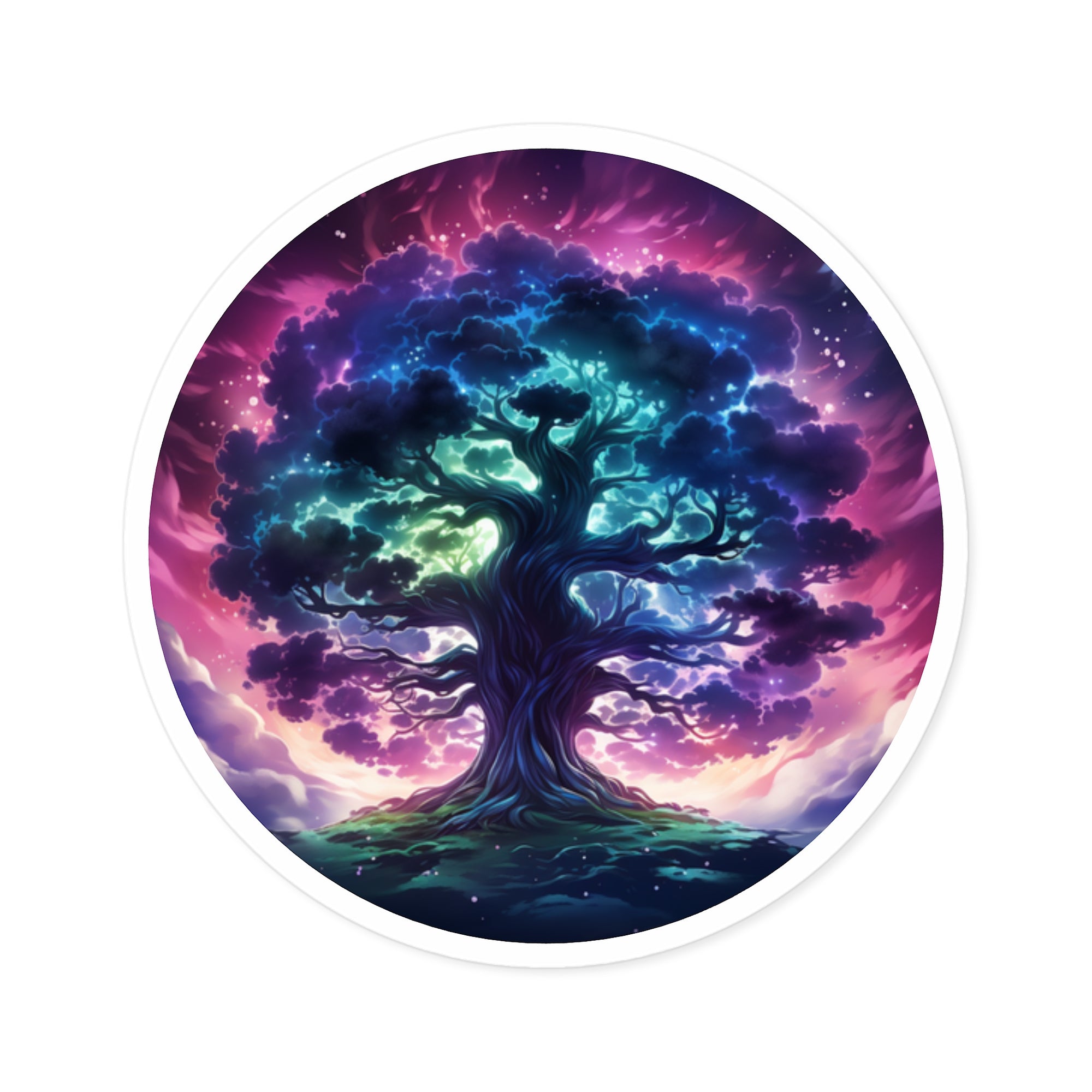 Fantasy Tree of Life on Hilltop Sticker