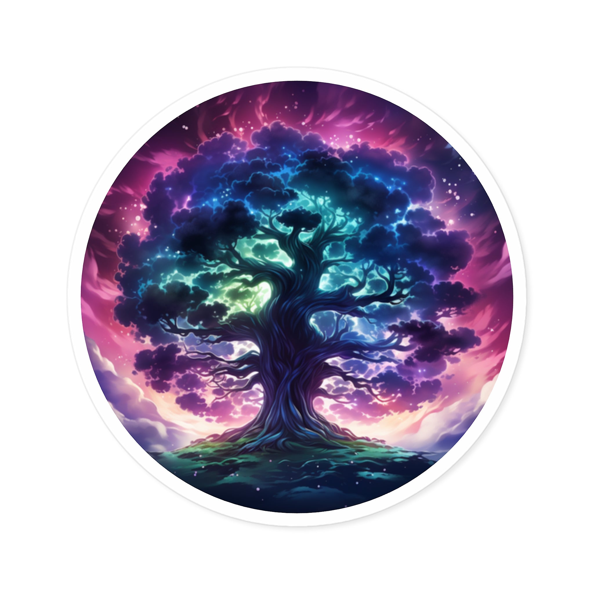 Fantasy Tree of Life on Hilltop Sticker