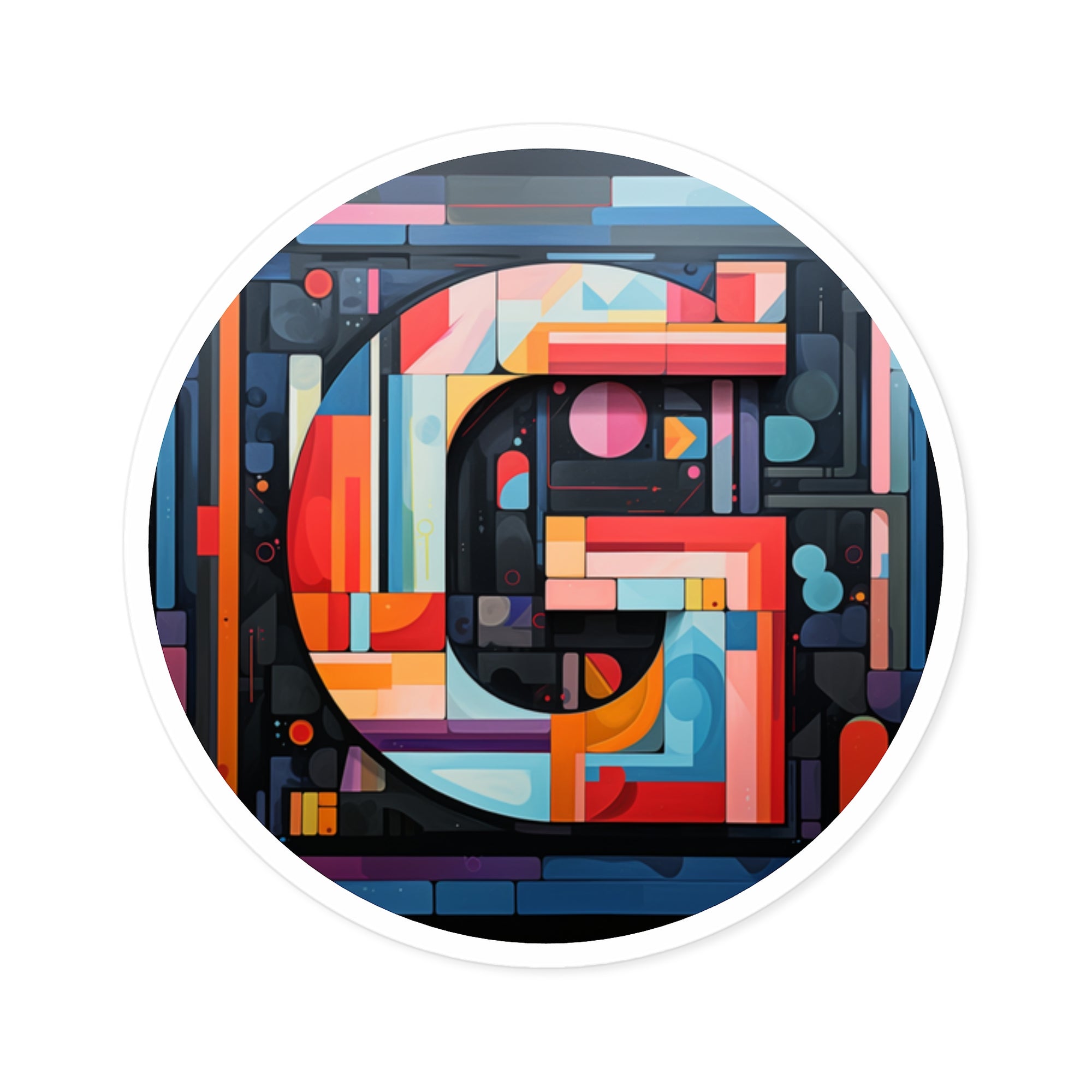 Letter G Geometric Design, Modern Art Sticker, Abstract Decor