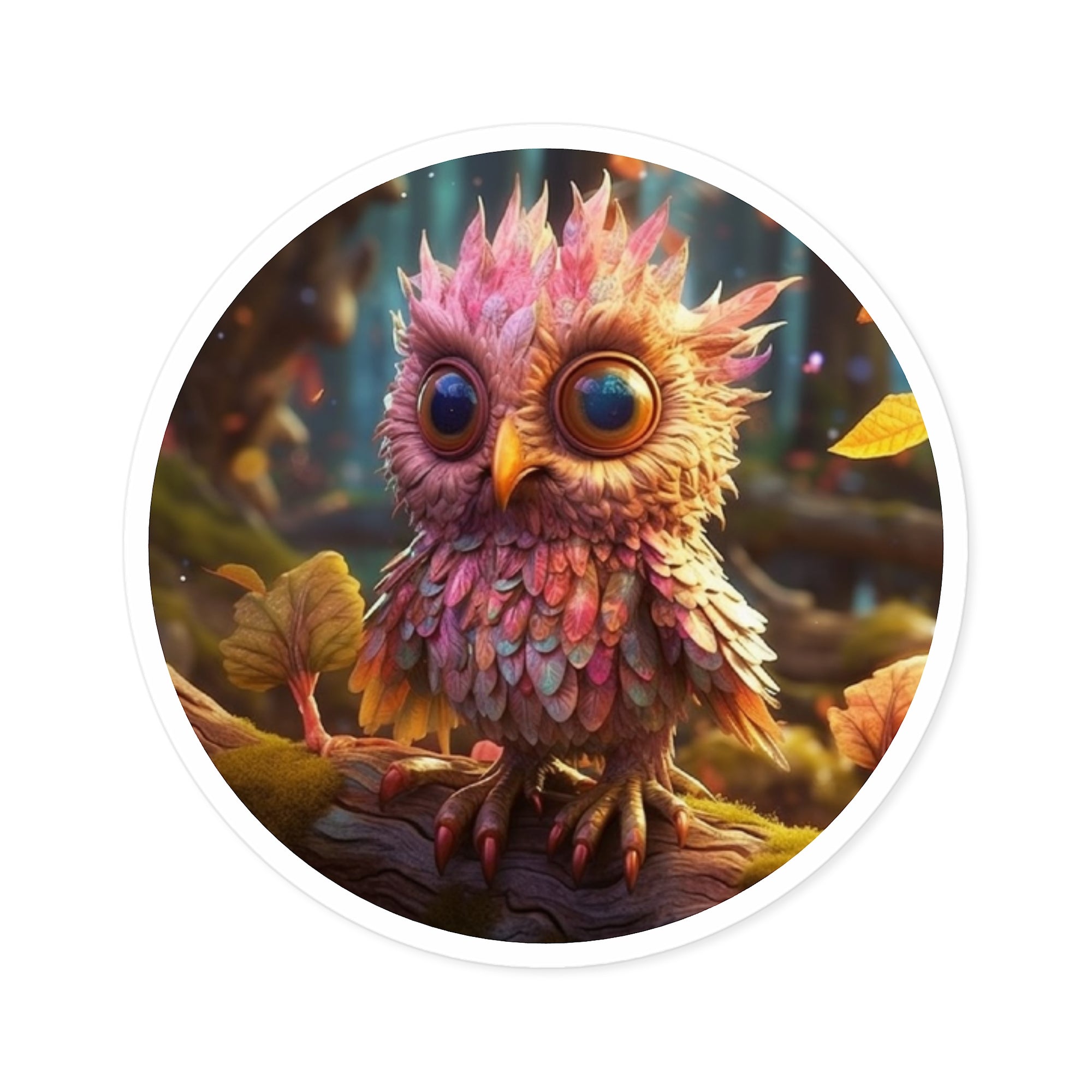 Autumn Owl, Colorful Forest Sticker, Whimsical Bird Art, Cozy Design