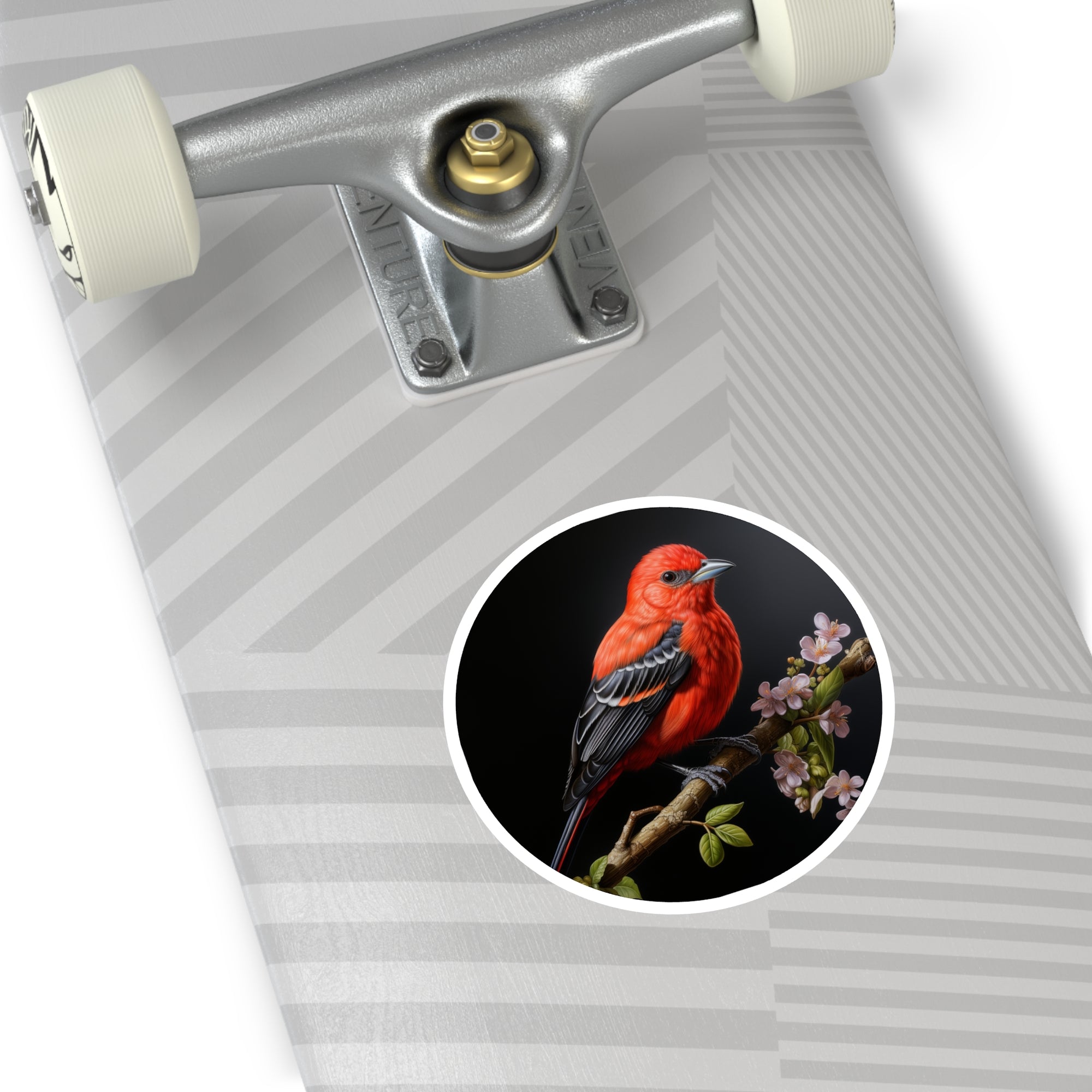 Scarlet Tanager Sticker, Red Bird Design, Realistic Nature Art, Vibrant Collector Piece