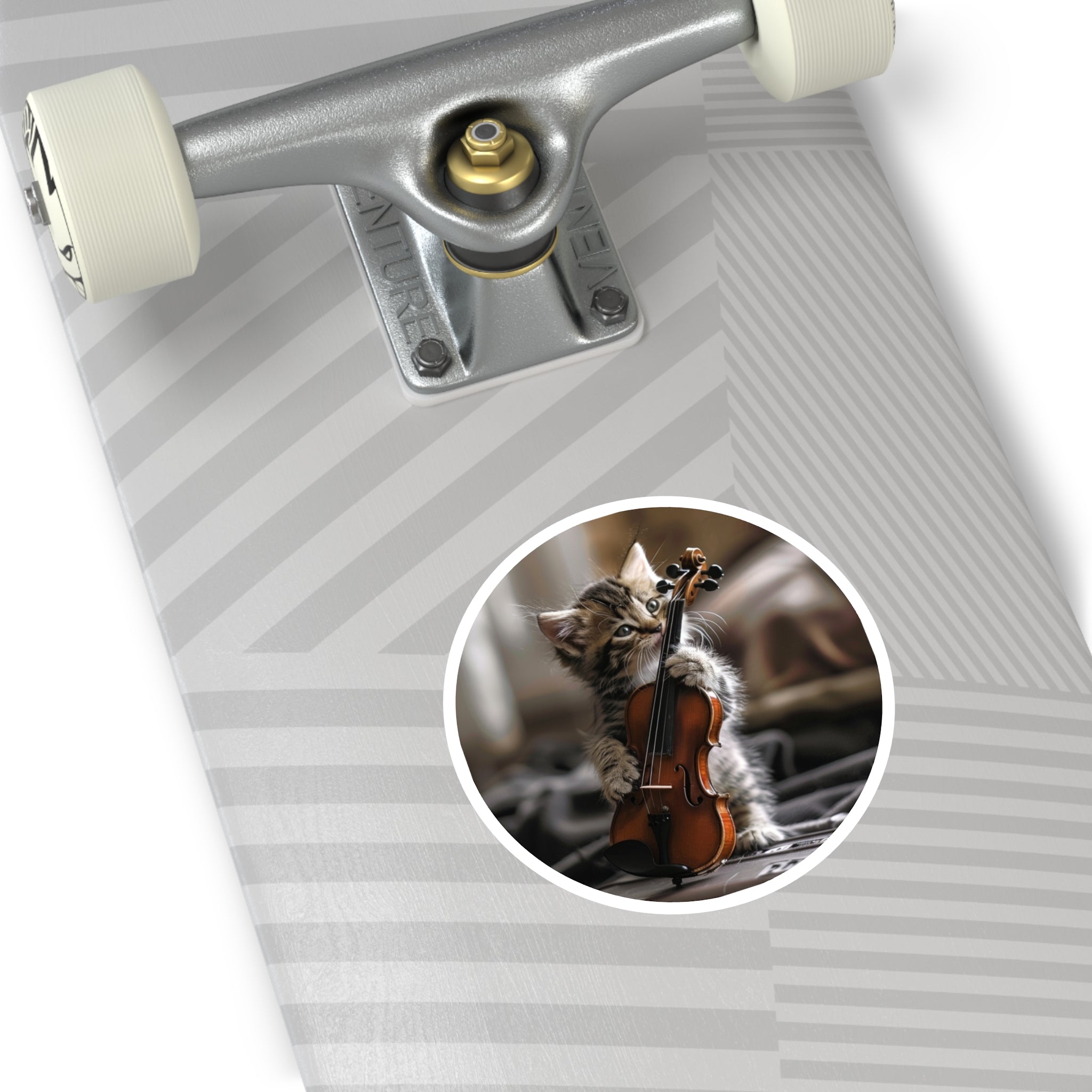 Cute Kitten Violin Sticker, Musical Cat Design, Adorable Pet Art