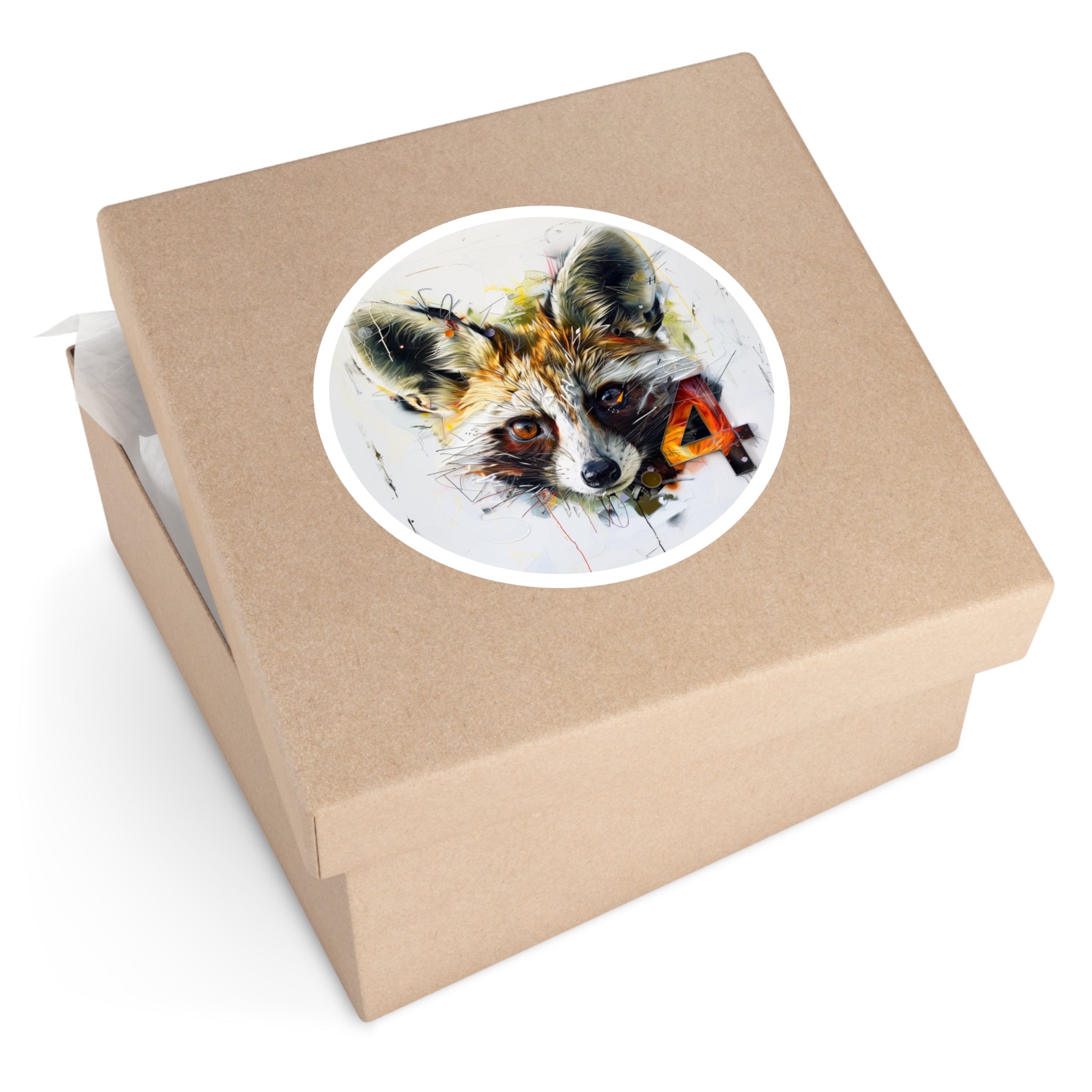 Fox Number Four, Abstract Animal Sticker, Modern Art, Creative Gift