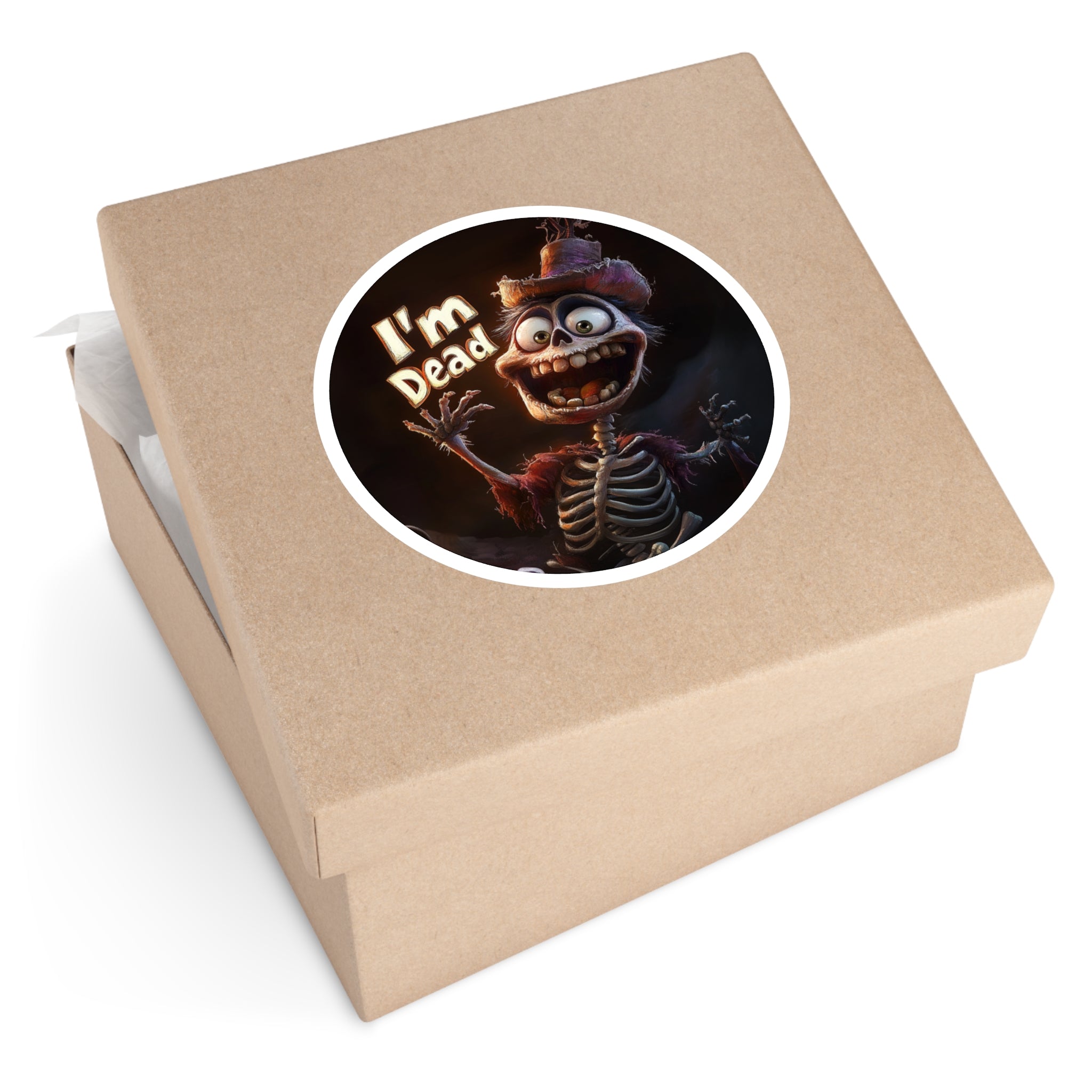 I’m Dead Sticker, Funny Skeleton Art, Halloween Humor Design, Spooky Gift