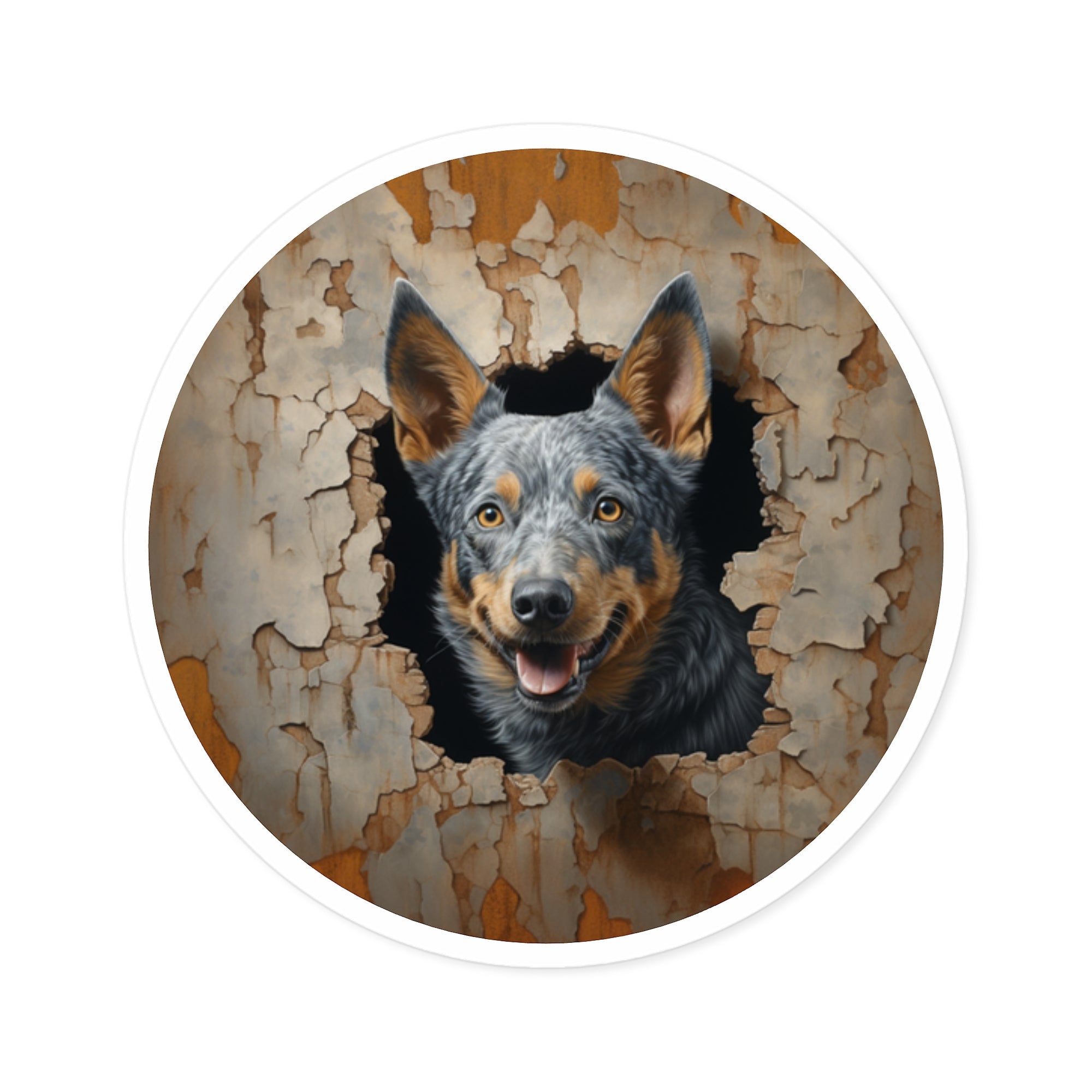 Australian Cattle Dog, Trompe-L’Oeil Sticker, Laptop Decal, Gift for Dog Lovers