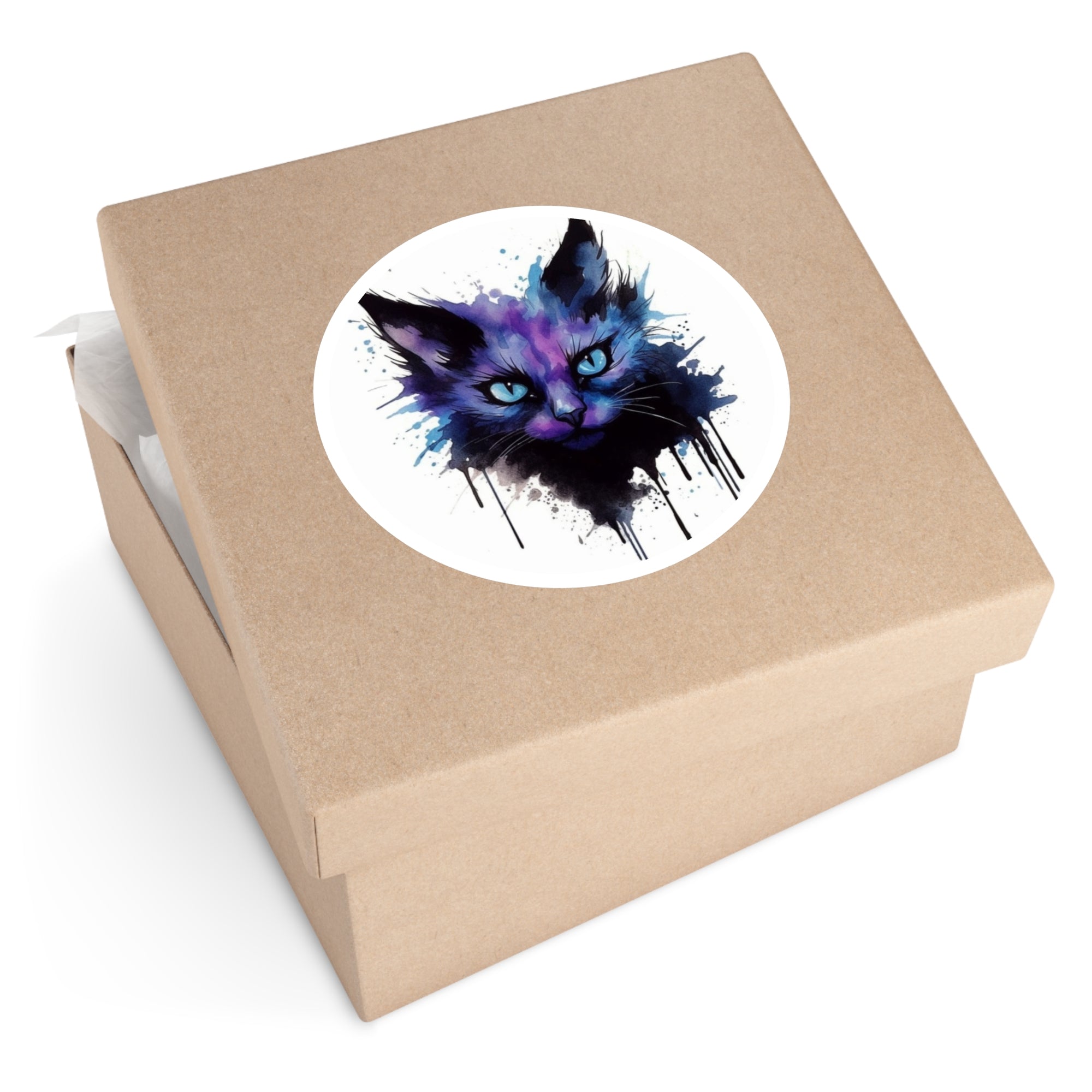 Inkblot Cat Sticker, Tattoo Design, Abstract Art, Bold Expression