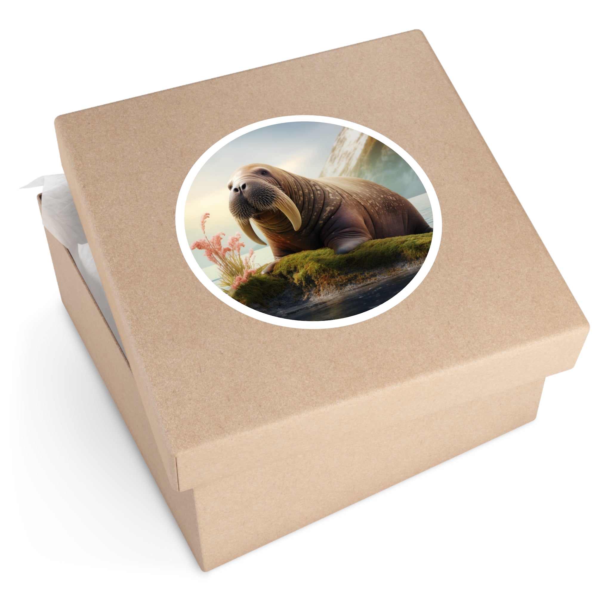 Walrus on Shore, Arctic Animal Sticker, Realistic Wildlife Design, Nature Art