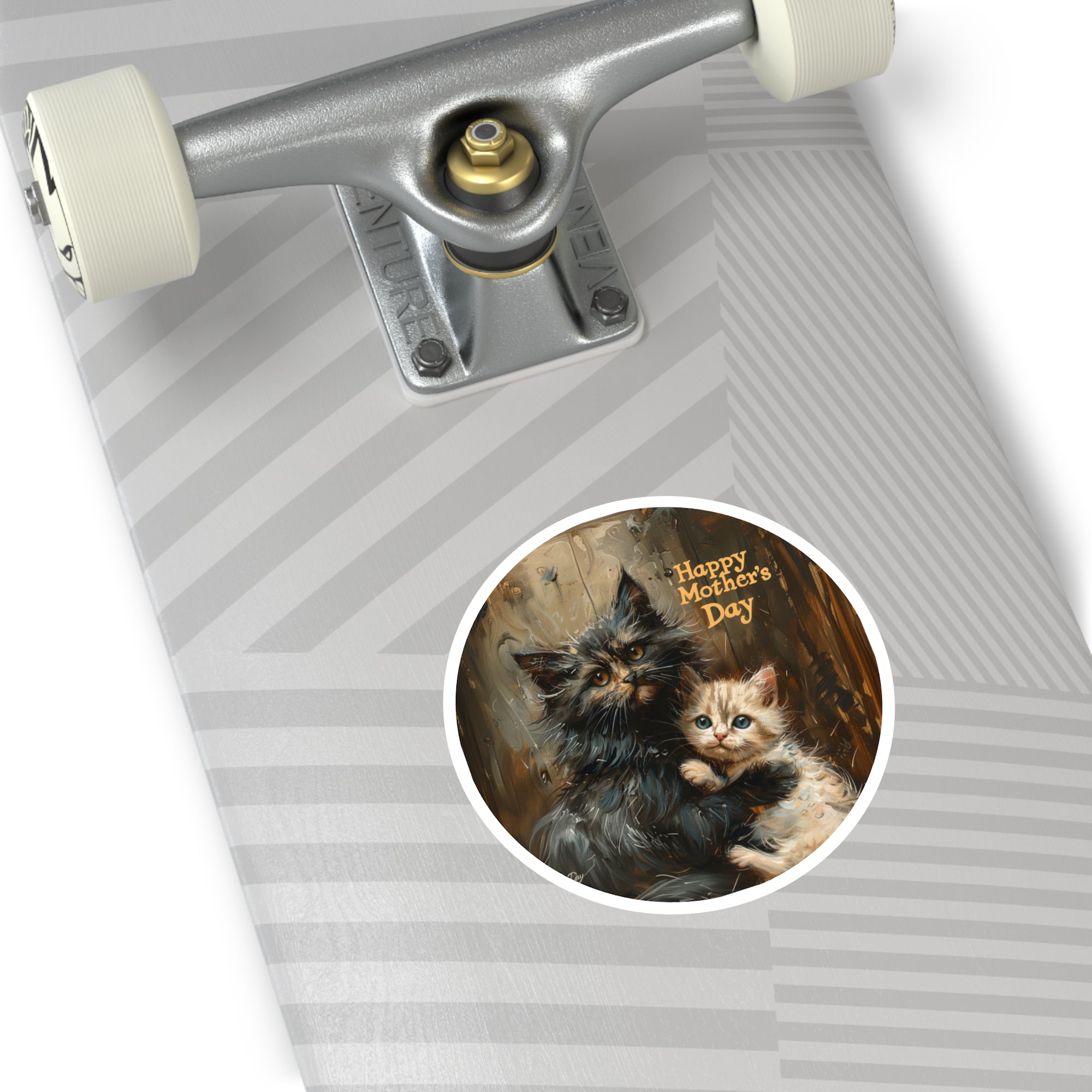 Happy Mother’s Day Sticker, Cat and Kitten Art, Warm Family Design, Pet Gift