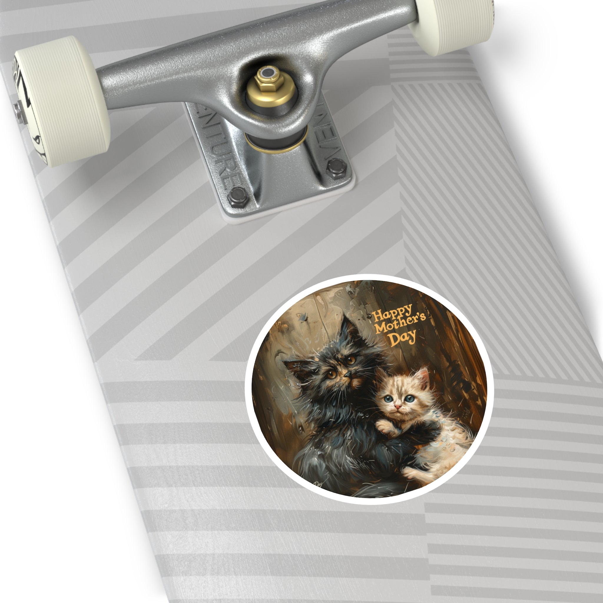 Happy Mother’s Day Sticker, Cat and Kitten Art, Warm Family Design, Pet Gift