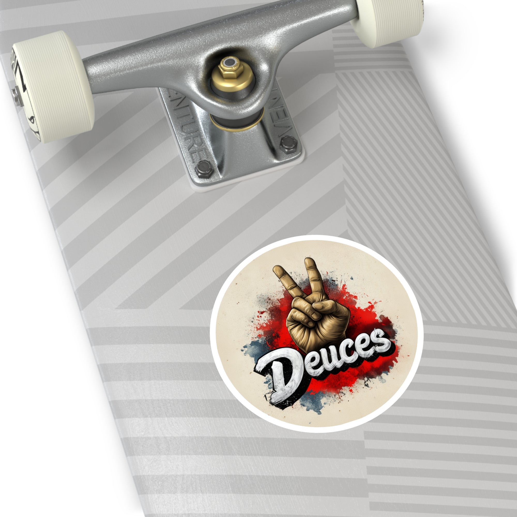 deuces hand sign sticker, bold graphic style, laptop decor, motivational gift