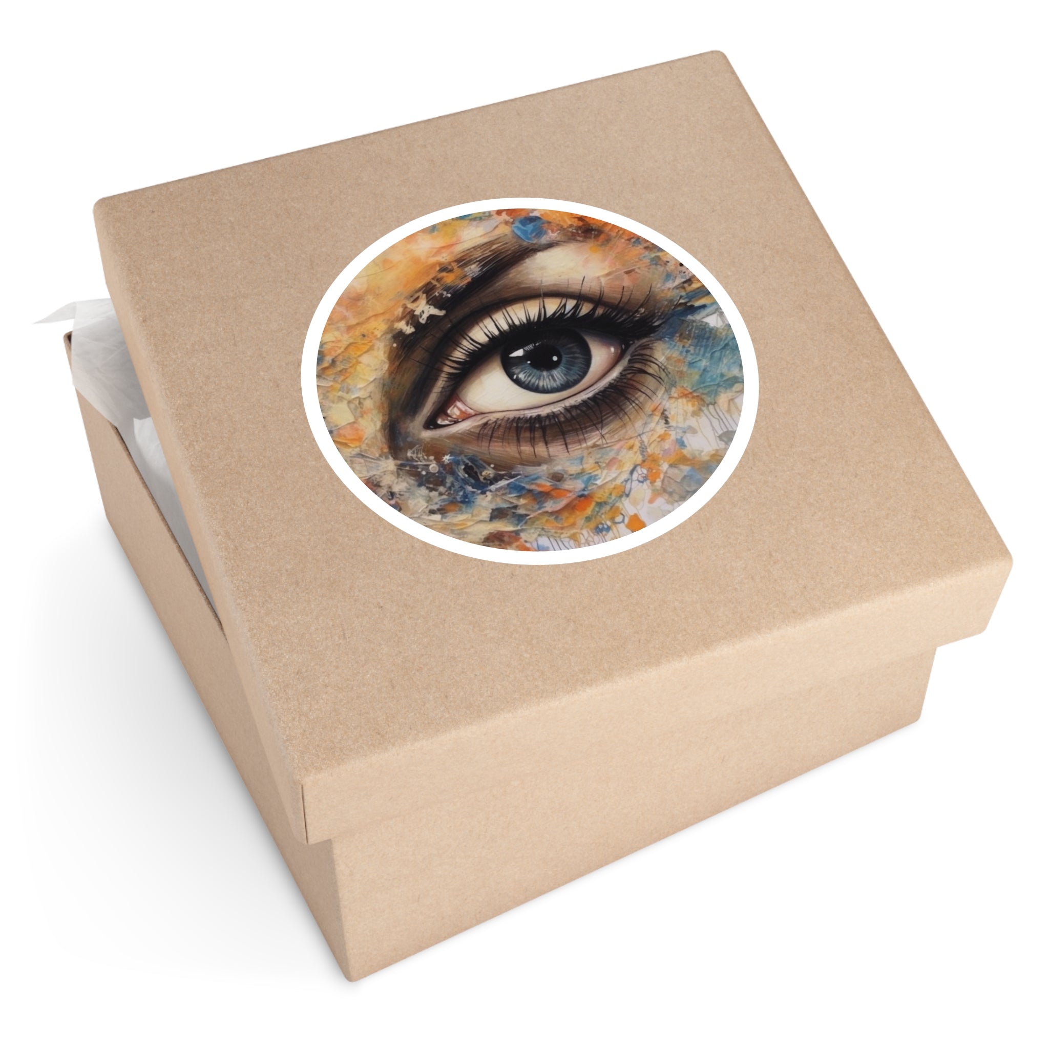 Abstract Eye Painting, Mixed Media Art Sticker, Laptop Decal, Creative Aesthetic Gift