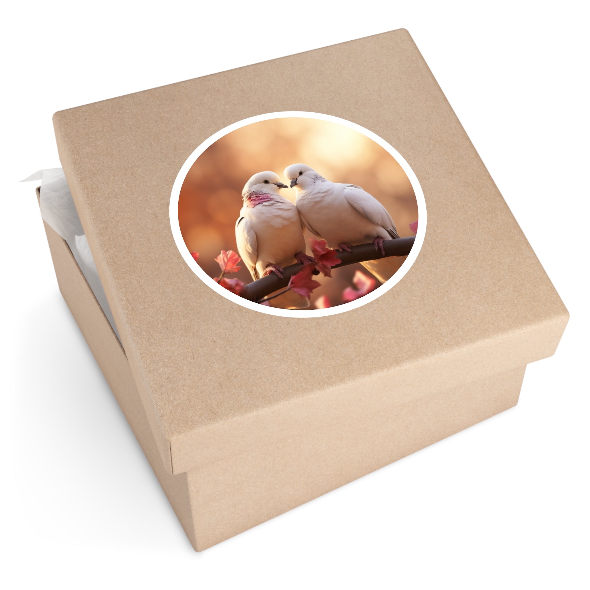 Love Doves, Peace Bird Sticker, Romantic Art, Serene Gift