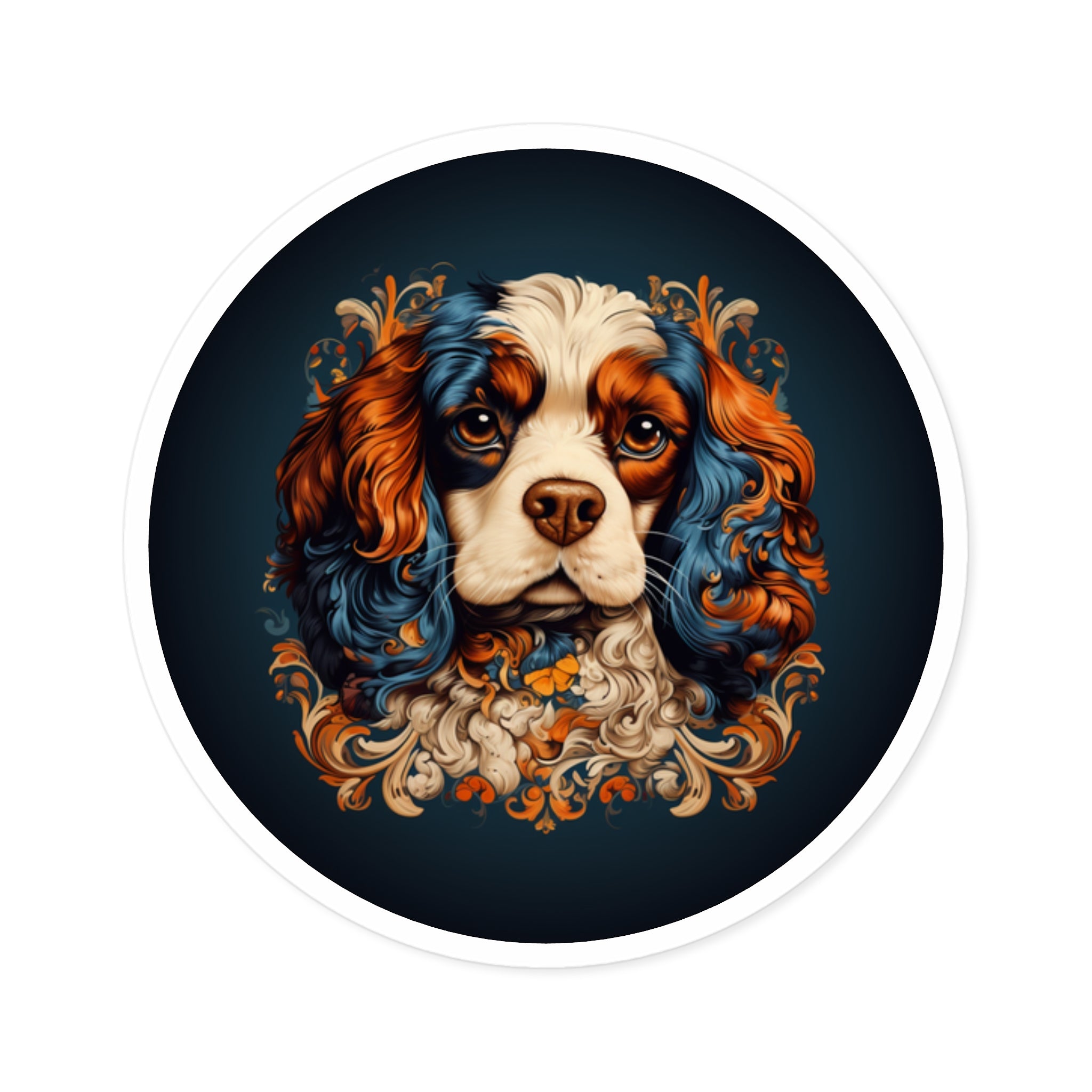 Cavalier King Charles Spaniel, Guilloche Sticker, Laptop Decal, Gift for Dog Lovers