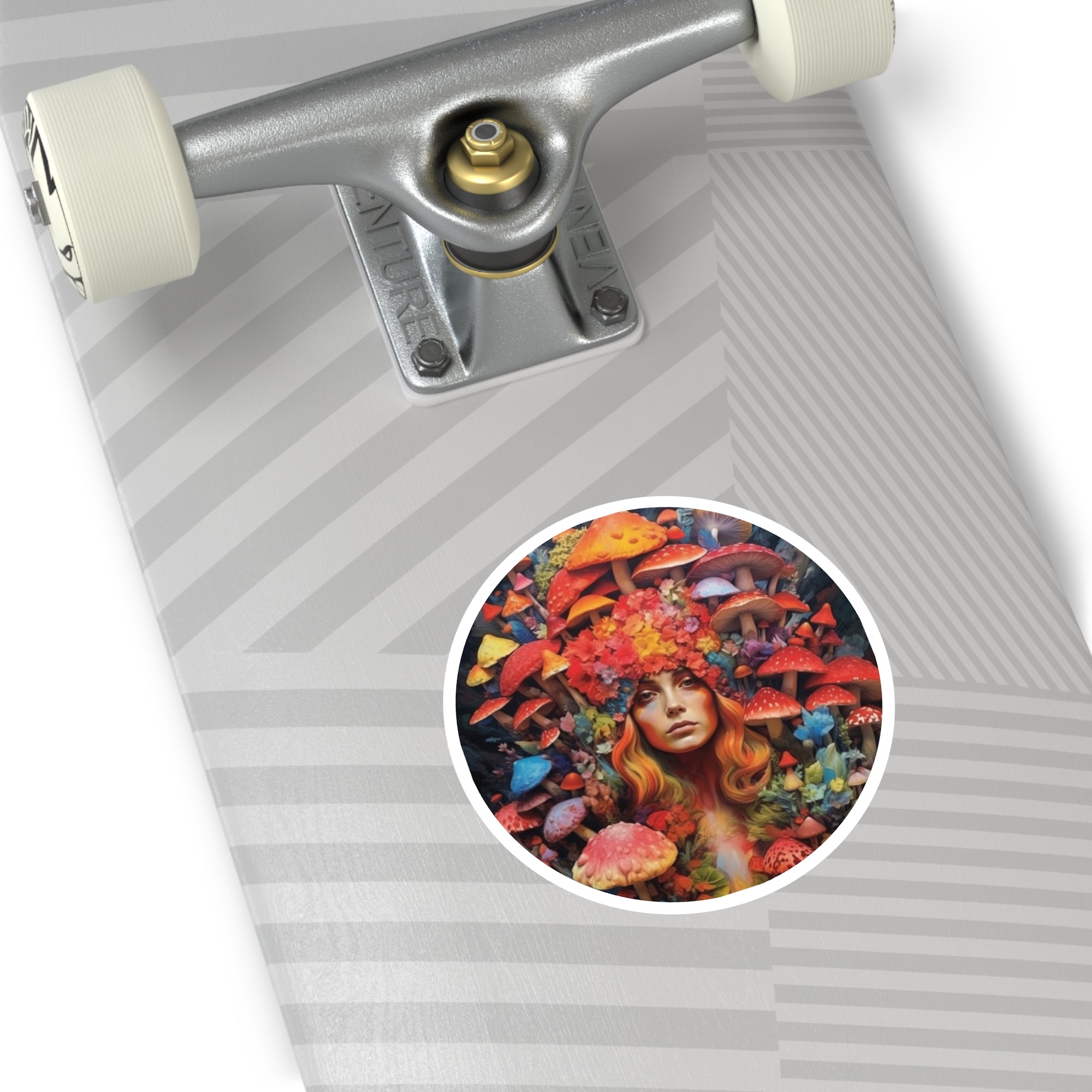 Mushroom Queen, Fantasy Portrait Sticker, Colorful Art, Surreal Mood