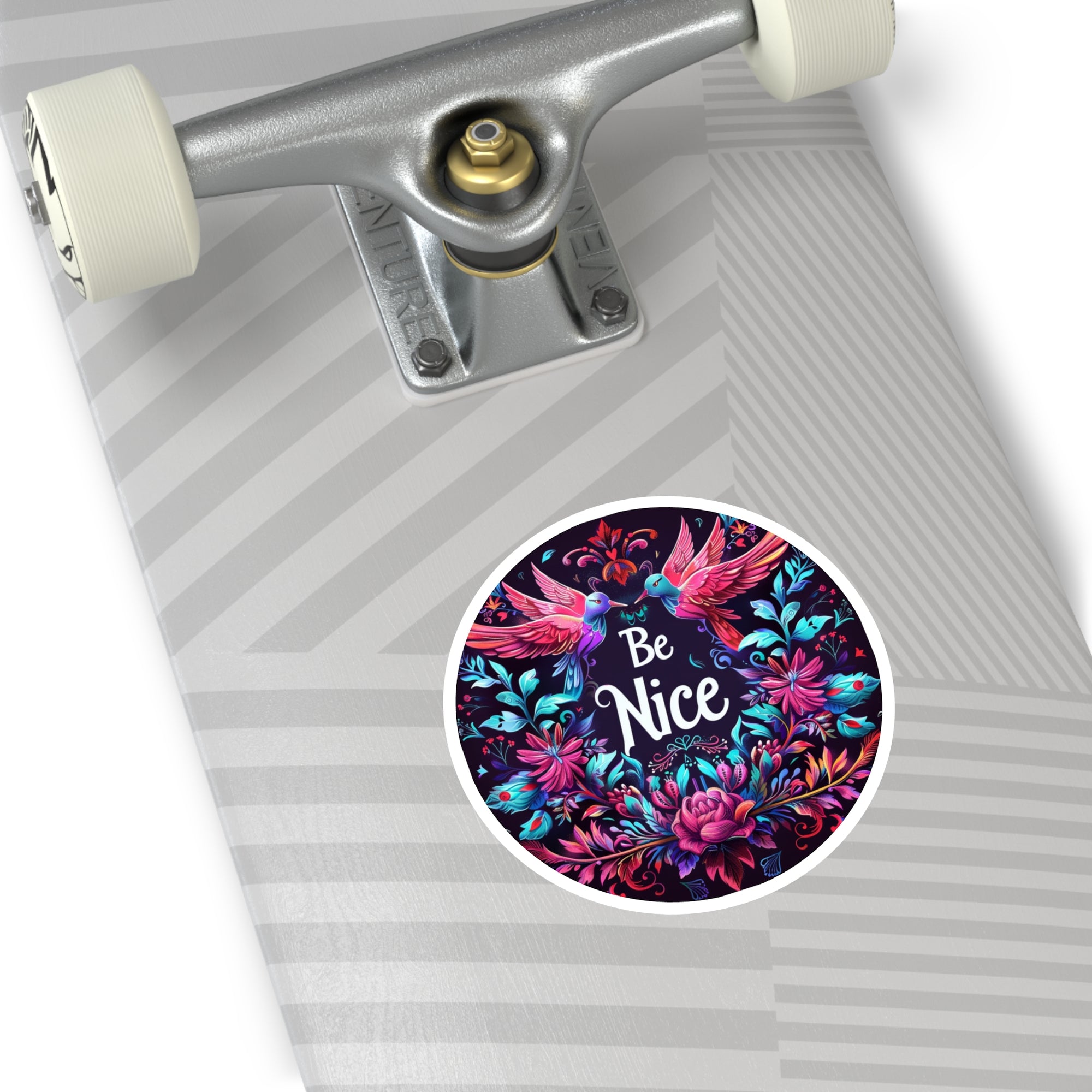 Be Nice Floral Sticker, Positive Quote Art, Colorful Flower Design, Uplifting Gift