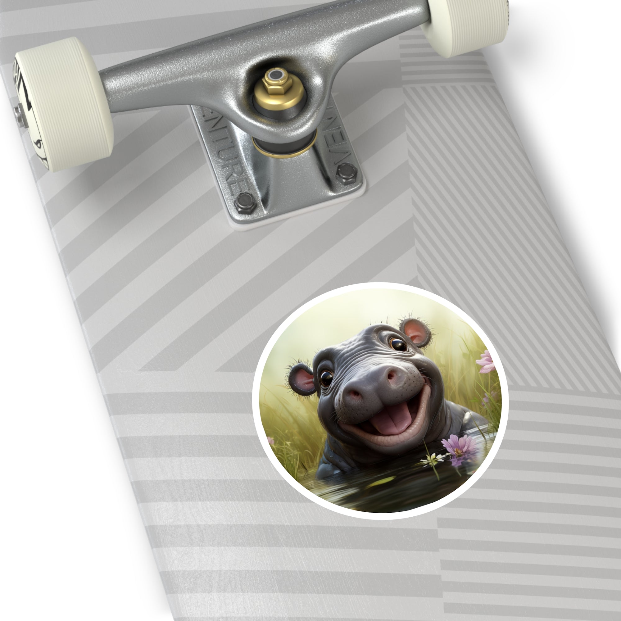 Cute Baby Hippo Sticker, Adorable Animal Art, Happy Water Design, Kids Gift