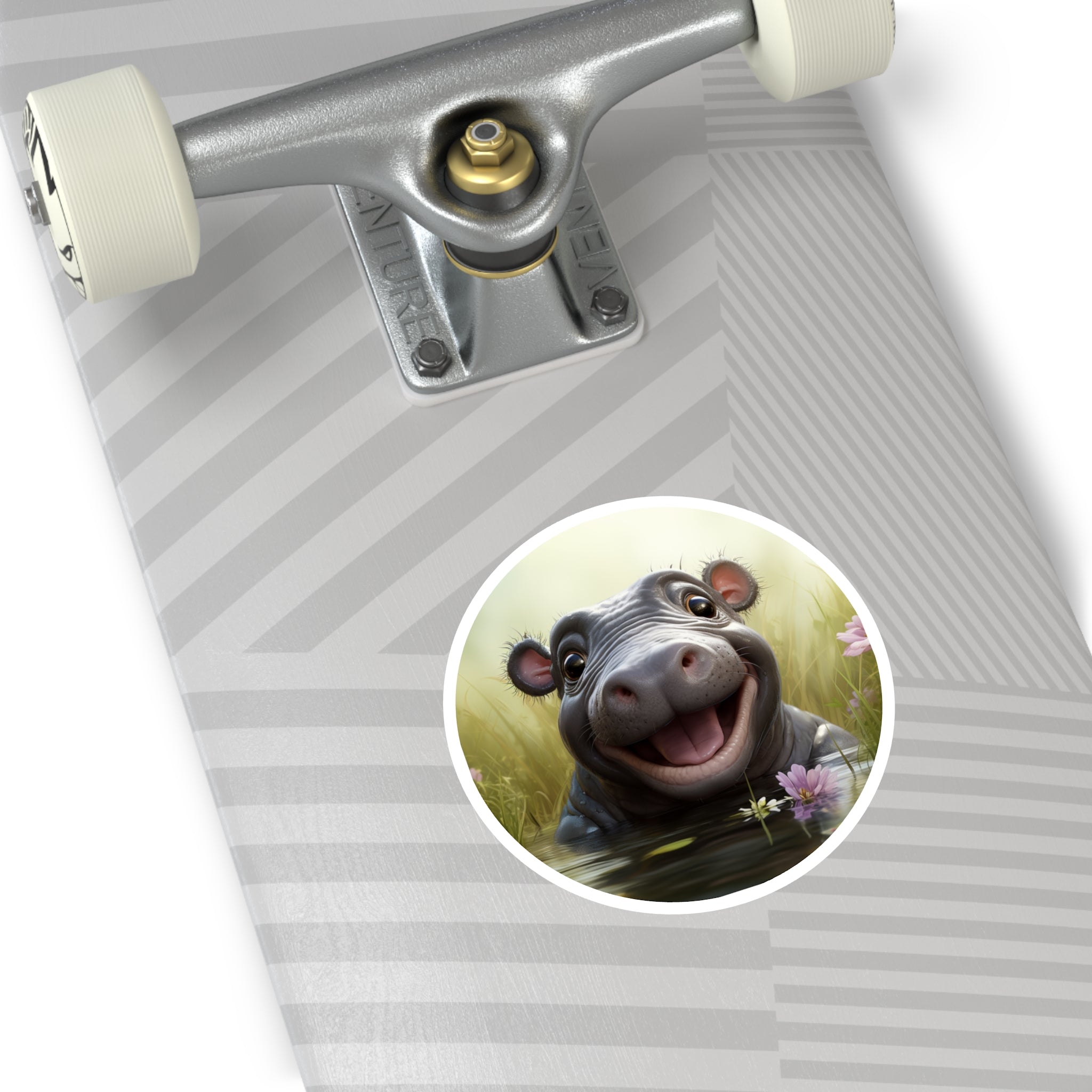 Cute Baby Hippo Sticker, Adorable Animal Art, Happy Water Design, Kids Gift