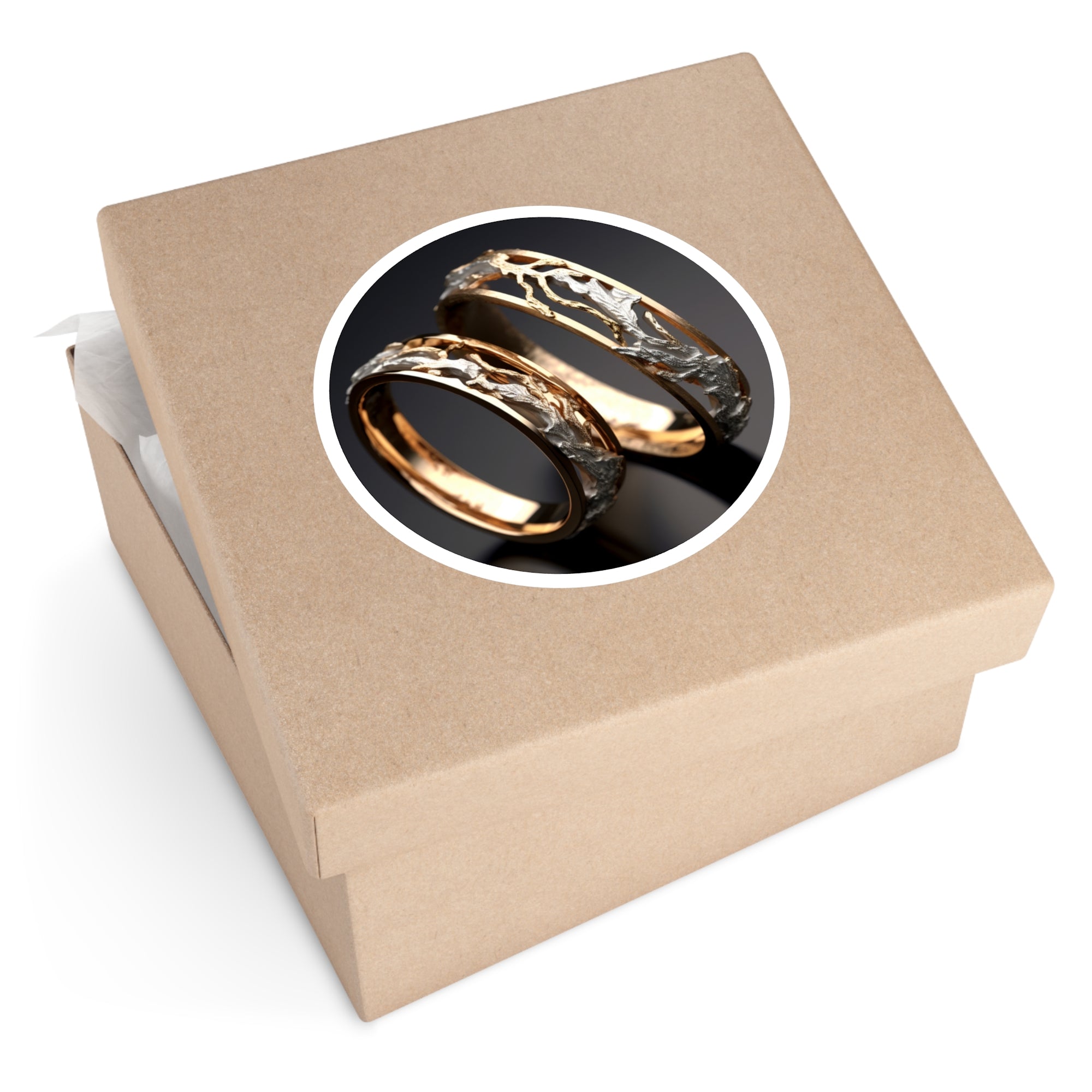 Wedding Rings Sticker, Elegant Art Style, Anniversary Keepsake