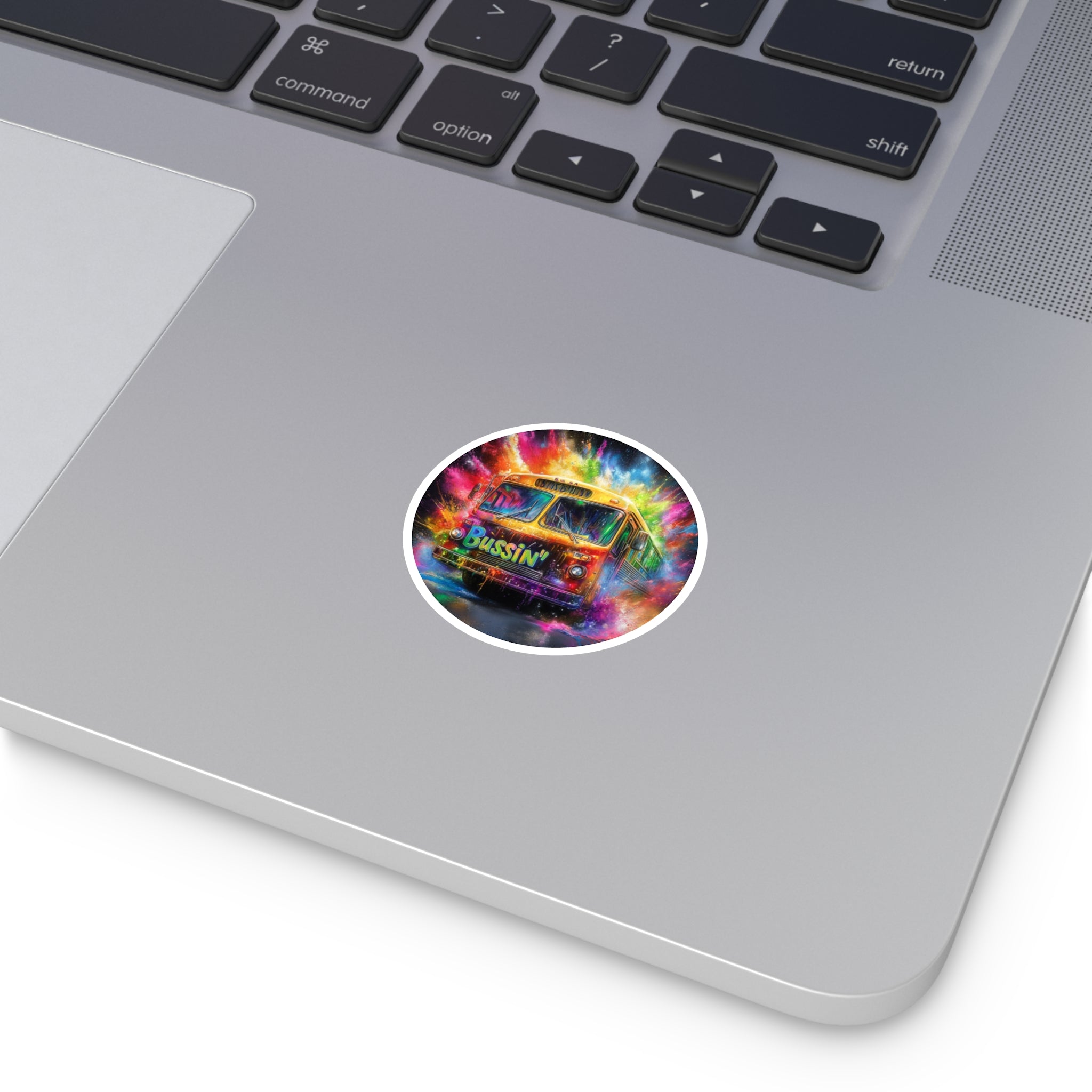 Bussin’ Sticker, Colorful Bus Art, Retro Style Design, Fun Trend Gift