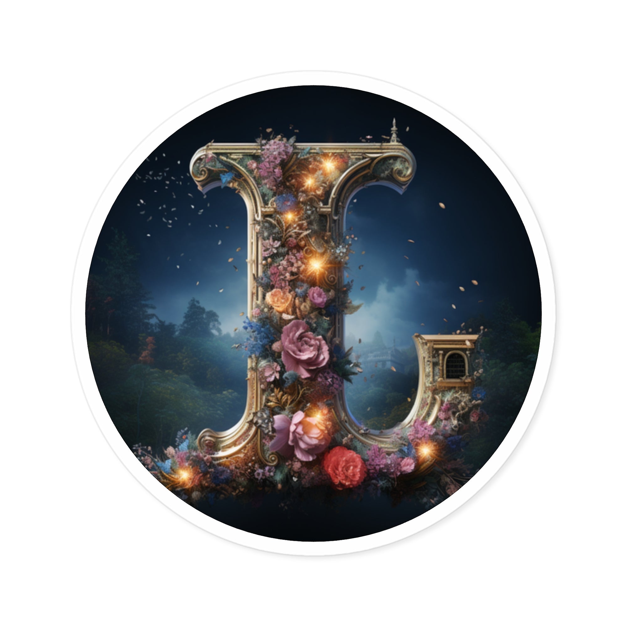 Letter U Fantasy Design, Enchanted World Sticker, Artistic Decor