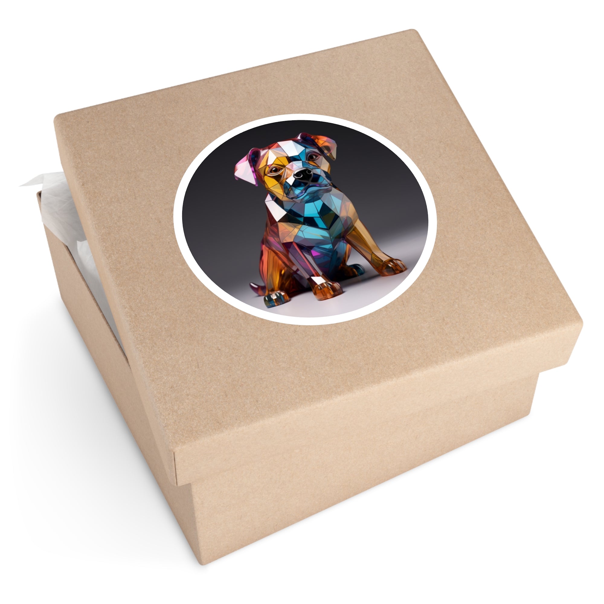 Geometric Bulldog Sticker, Glass Art Dog Design, Modern Pet Art, Unique Gift