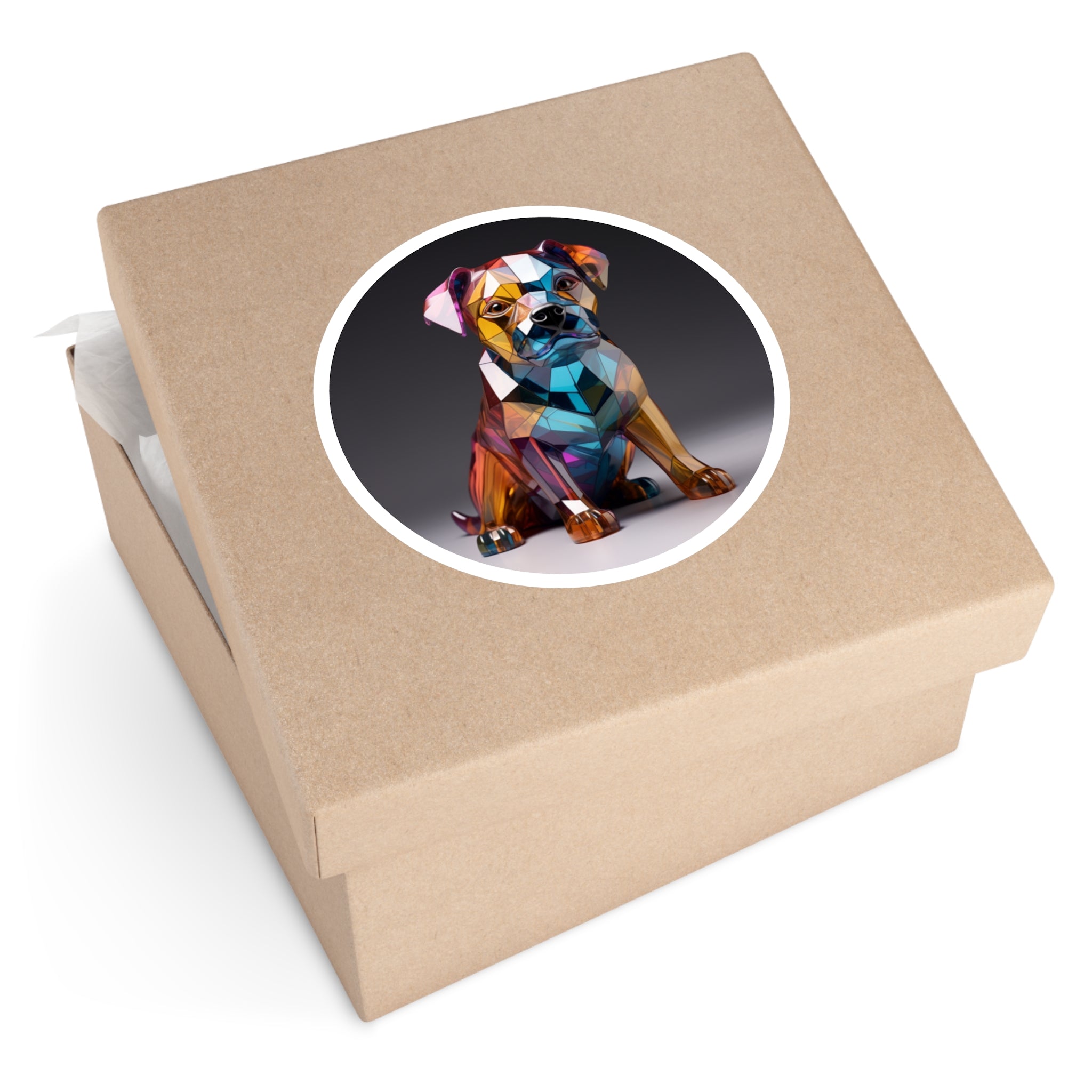 Geometric Bulldog Sticker, Glass Art Dog Design, Modern Pet Art, Unique Gift