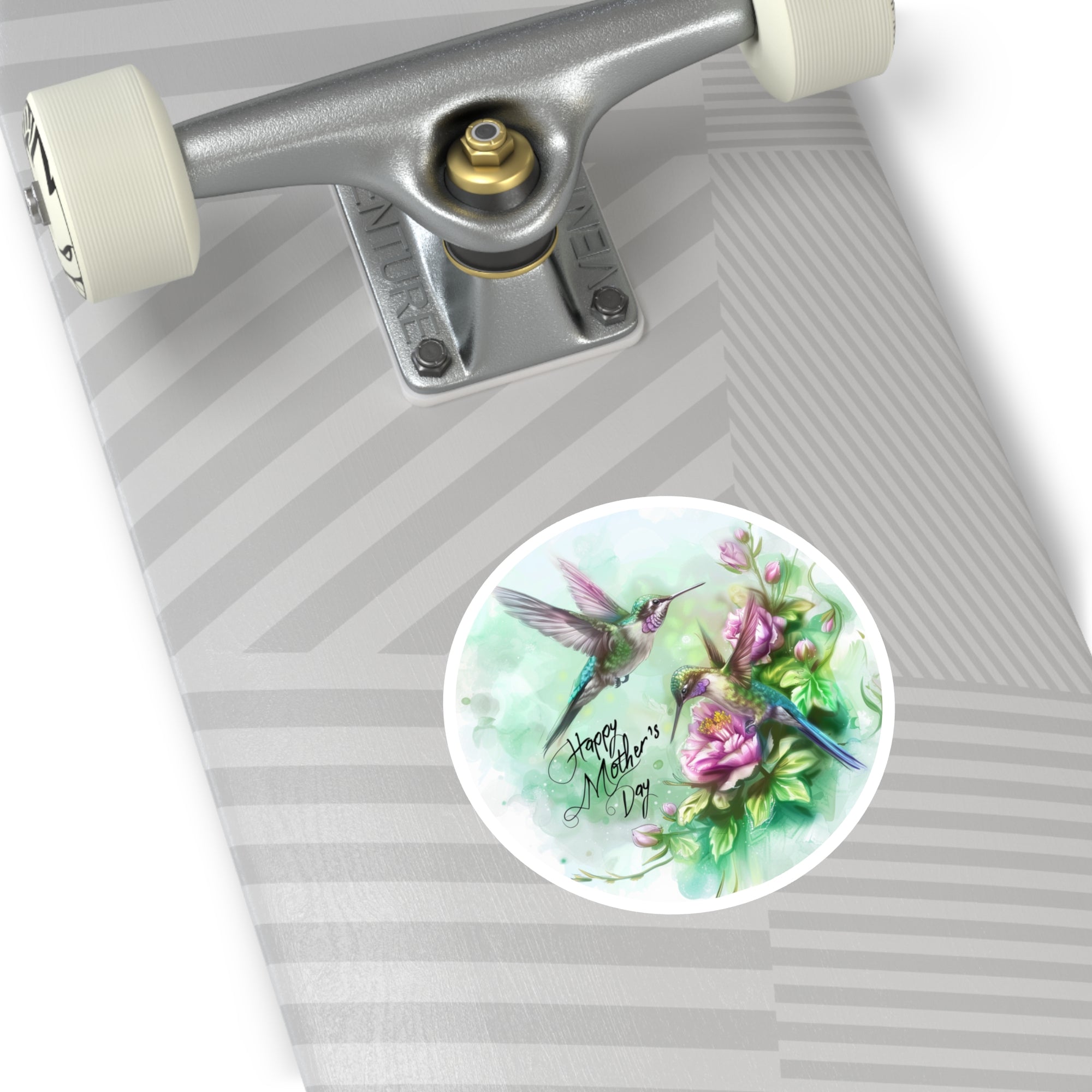 Happy Mother’s Day Sticker, Hummingbird Floral Art, Elegant Design, Nature Gift