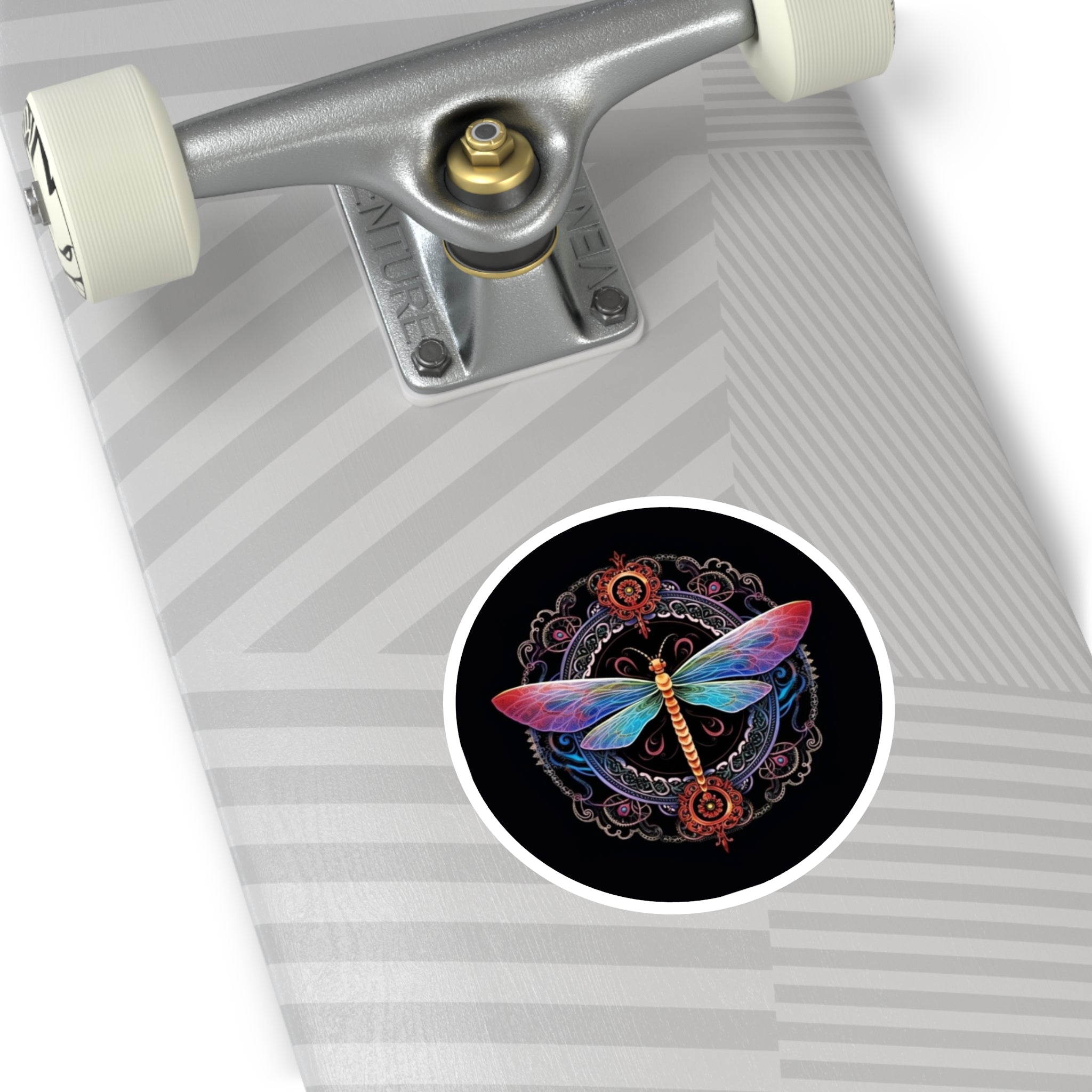 Rainbow Dragonfly Sticker, Mandala Tattoo Design, Spiritual Art, Vibrant Balance