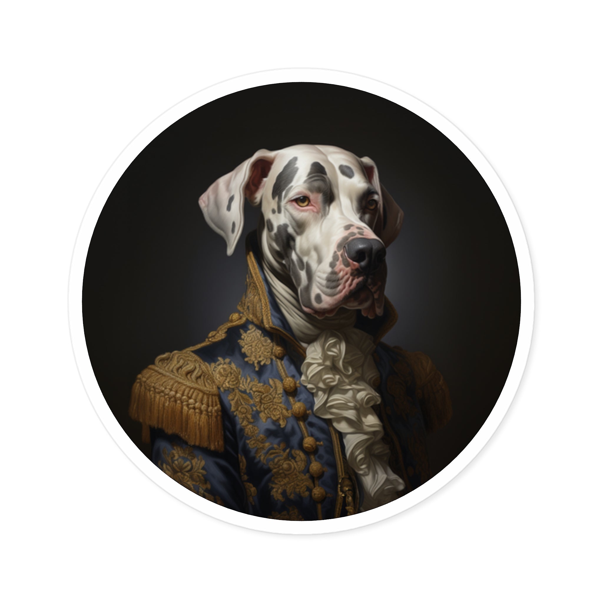 Great Dane Portrait Sticker, Regal Dog Art, Classic Baroque Style, Pet Lover Design