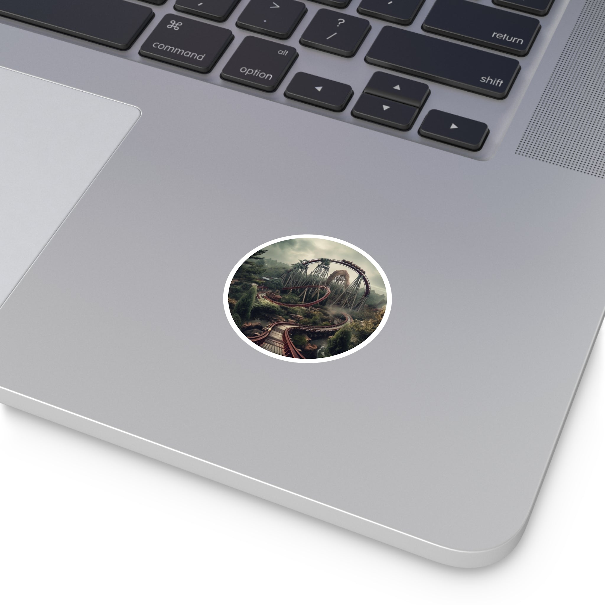 Forest Loop Coaster, Nature Ride Sticker, Misty Adventure Art, Tranquil Design