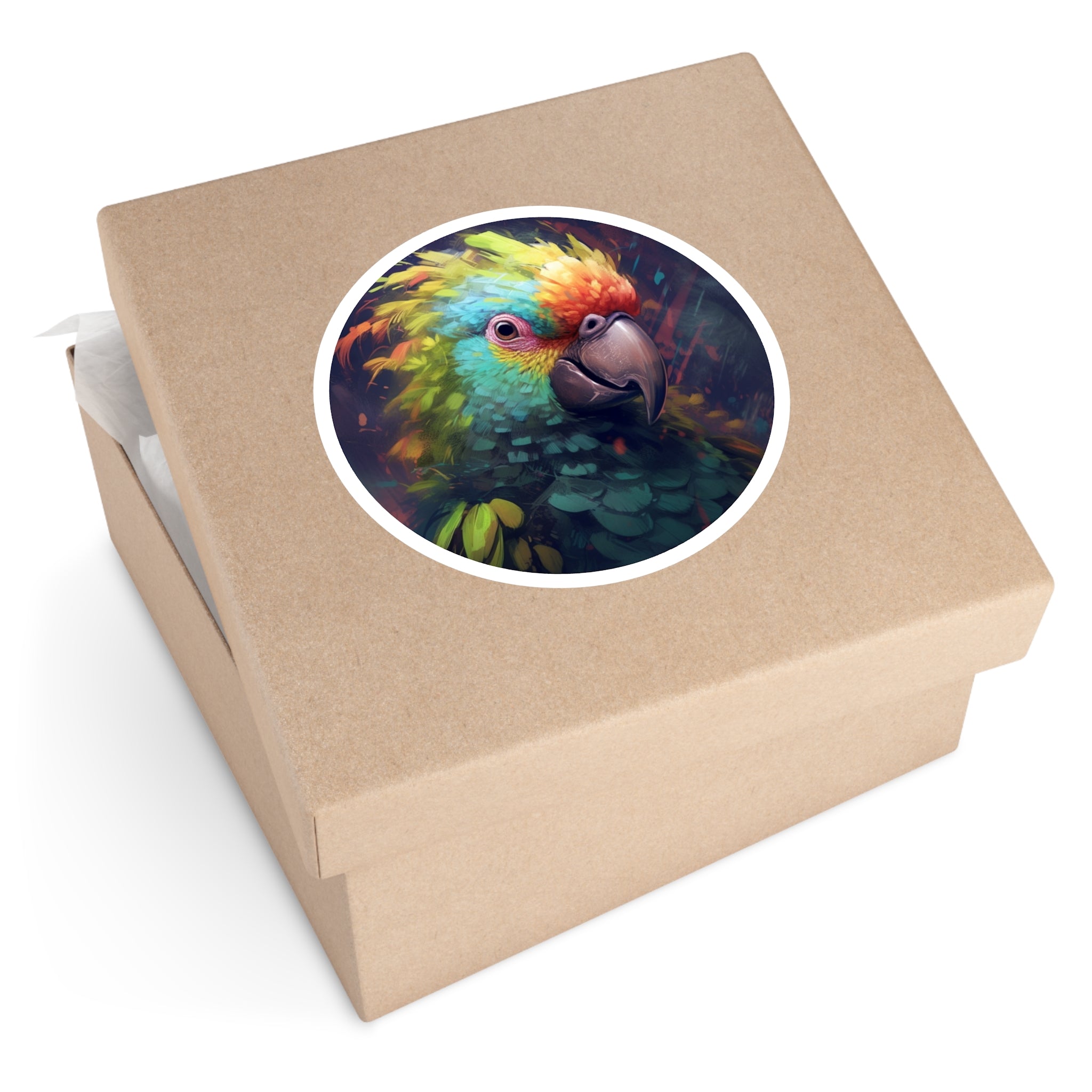 Colorful Parrot Sticker, Tropical Art, Vibrant Bird Design, Exotic Gift