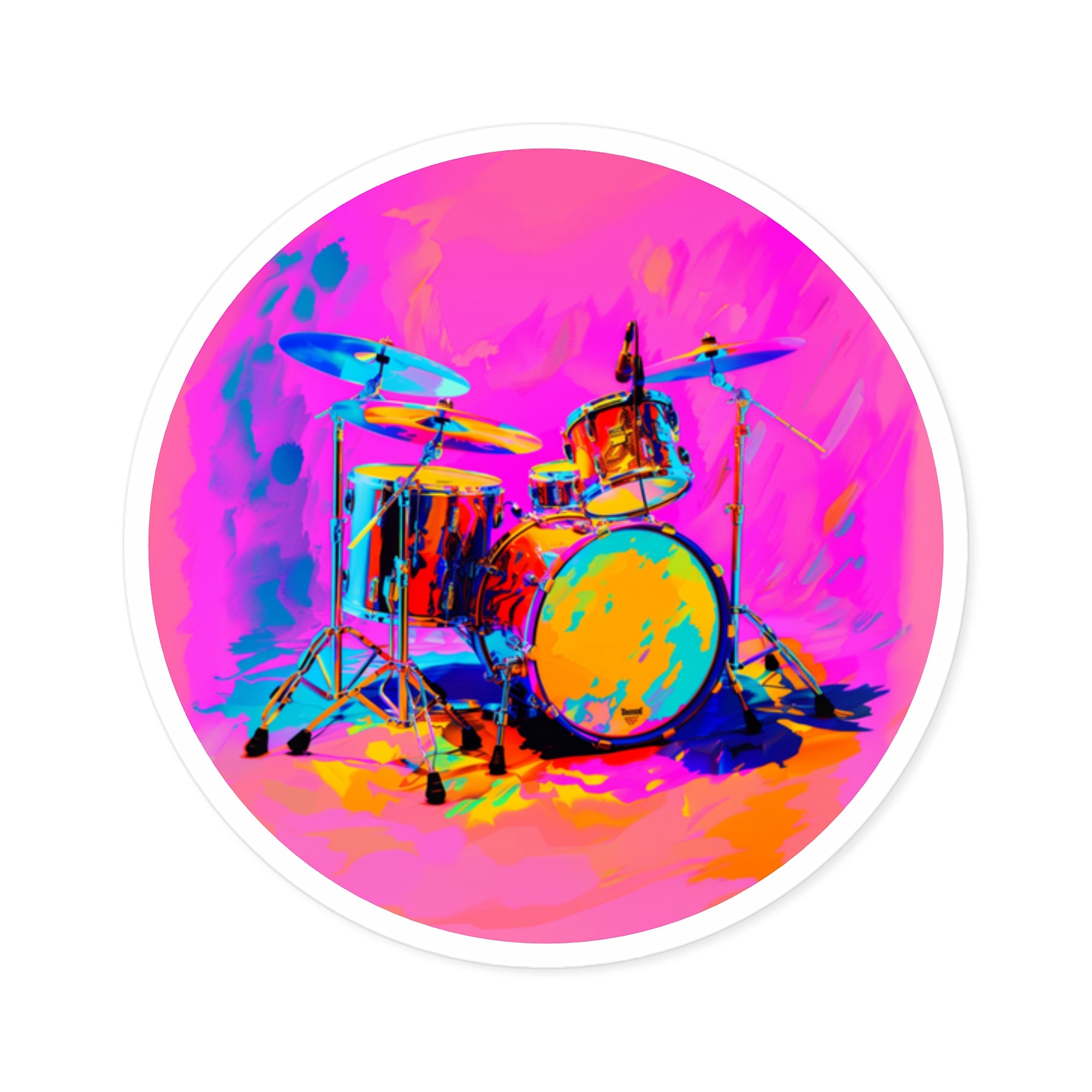 Musical Drums, Colorful Art Sticker, Music Decor, Fun Gift